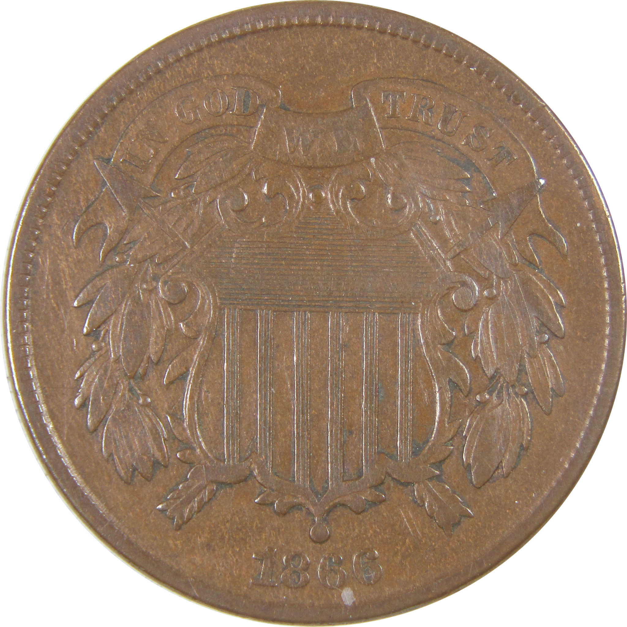 1866 Two Cent Piece XF EF Extremely Fine 2c Coin SKU:I16840