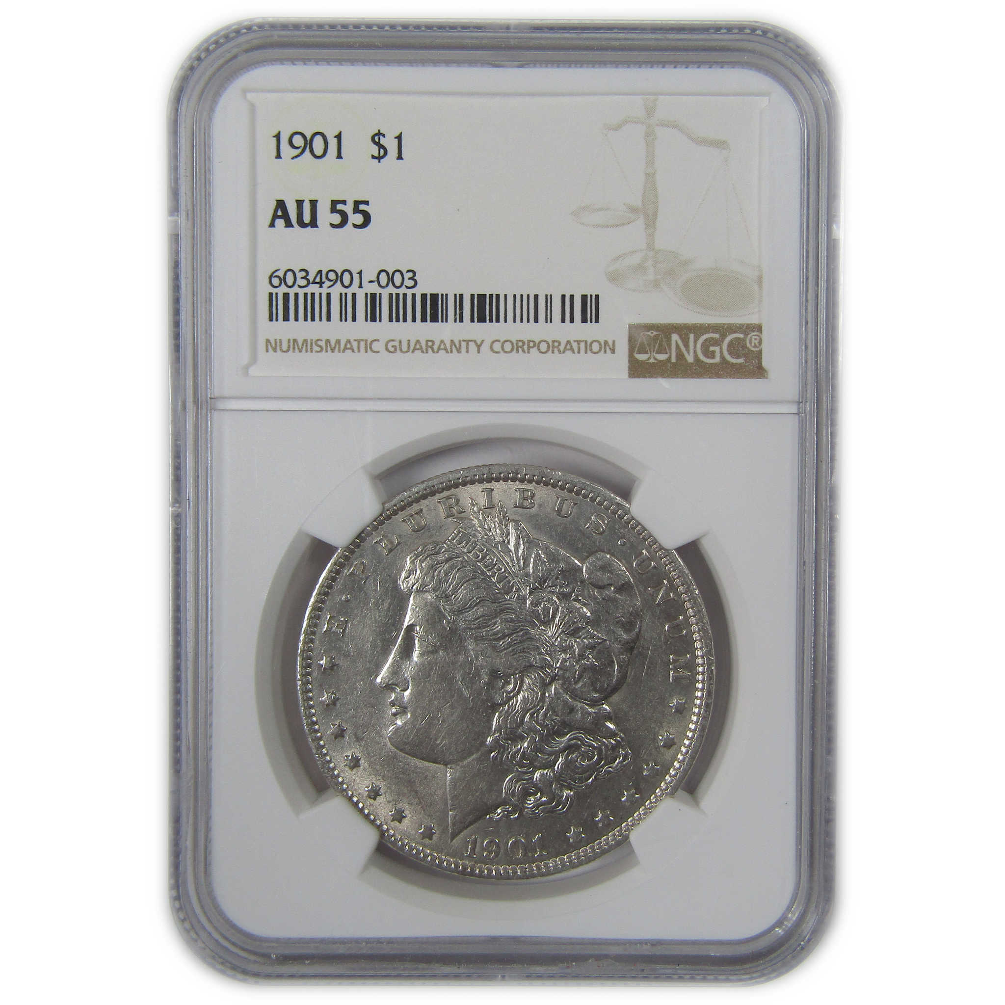 1901 Morgan Dollar AU 55 NGC Silver $1 Coin Collectible SKU:I23609 - Morgan coin - Morgan silver dollar - Morgan silver dollar for sale - Profile Coins &amp; Collectibles