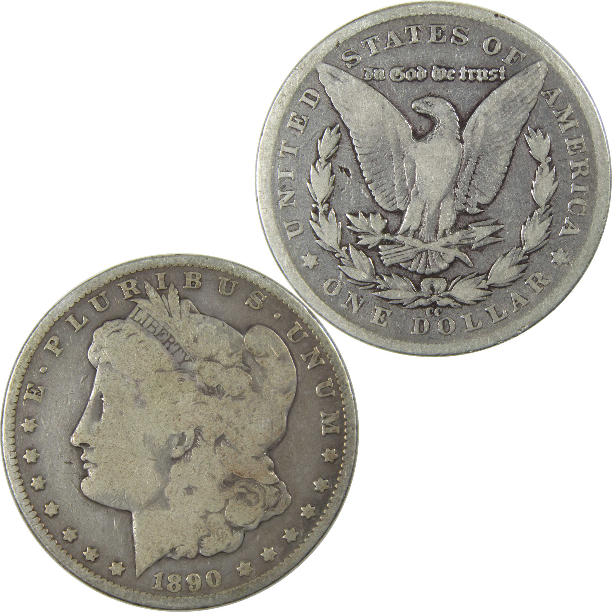 1890 CC Morgan Dollar VG Very Good Silver $1 Coin SKU:I23923 - Morgan coin - Morgan silver dollar - Morgan silver dollar for sale - Profile Coins &amp; Collectibles