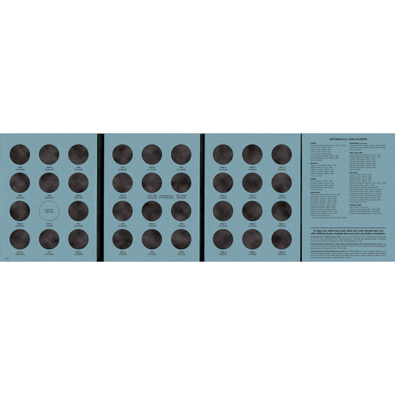 Whitman Kennedy Half Dollar Coin Folder Collection #1 1964-1985
