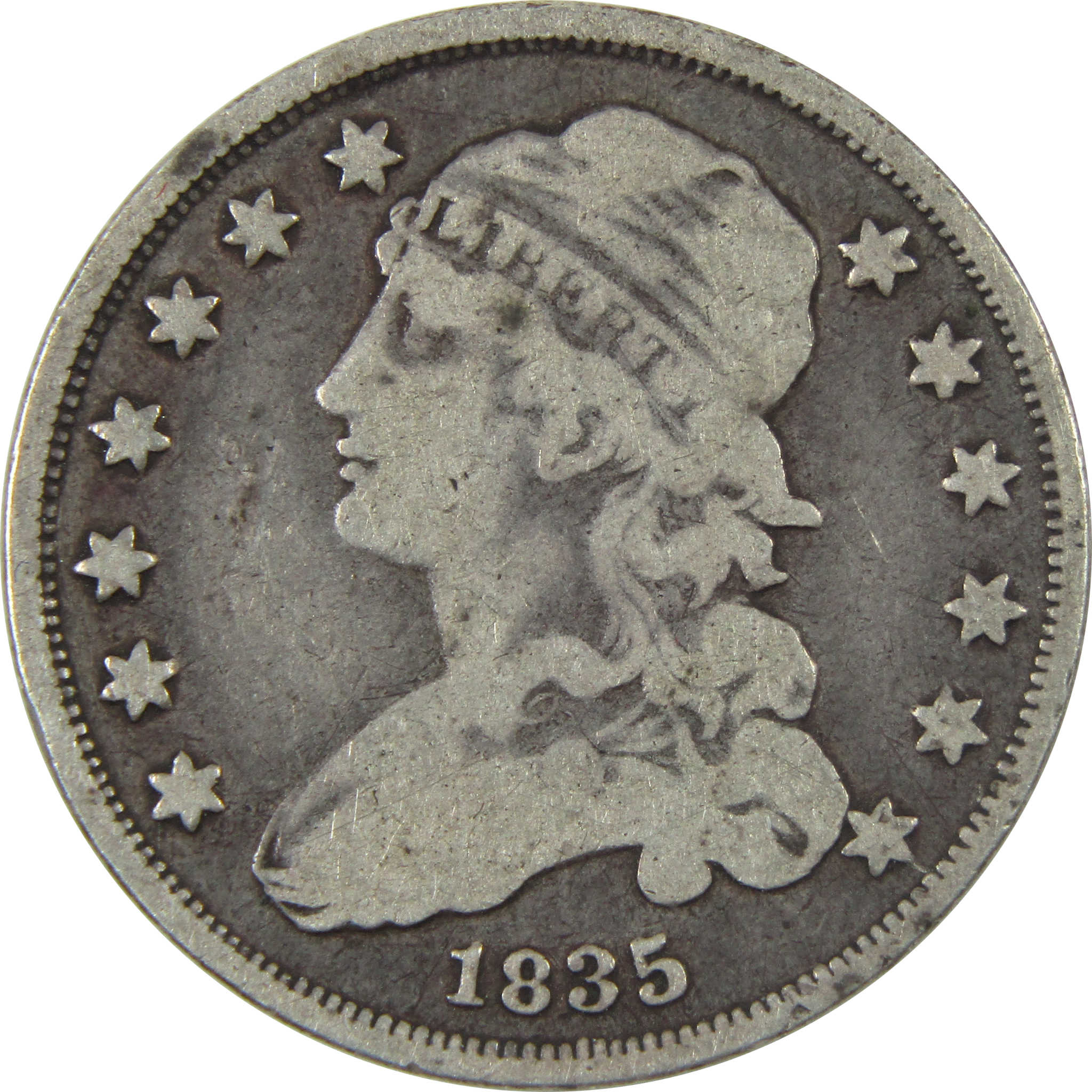 1835 Capped Bust Quarter VG Very Good Silver 25c Coin SKU:I14816