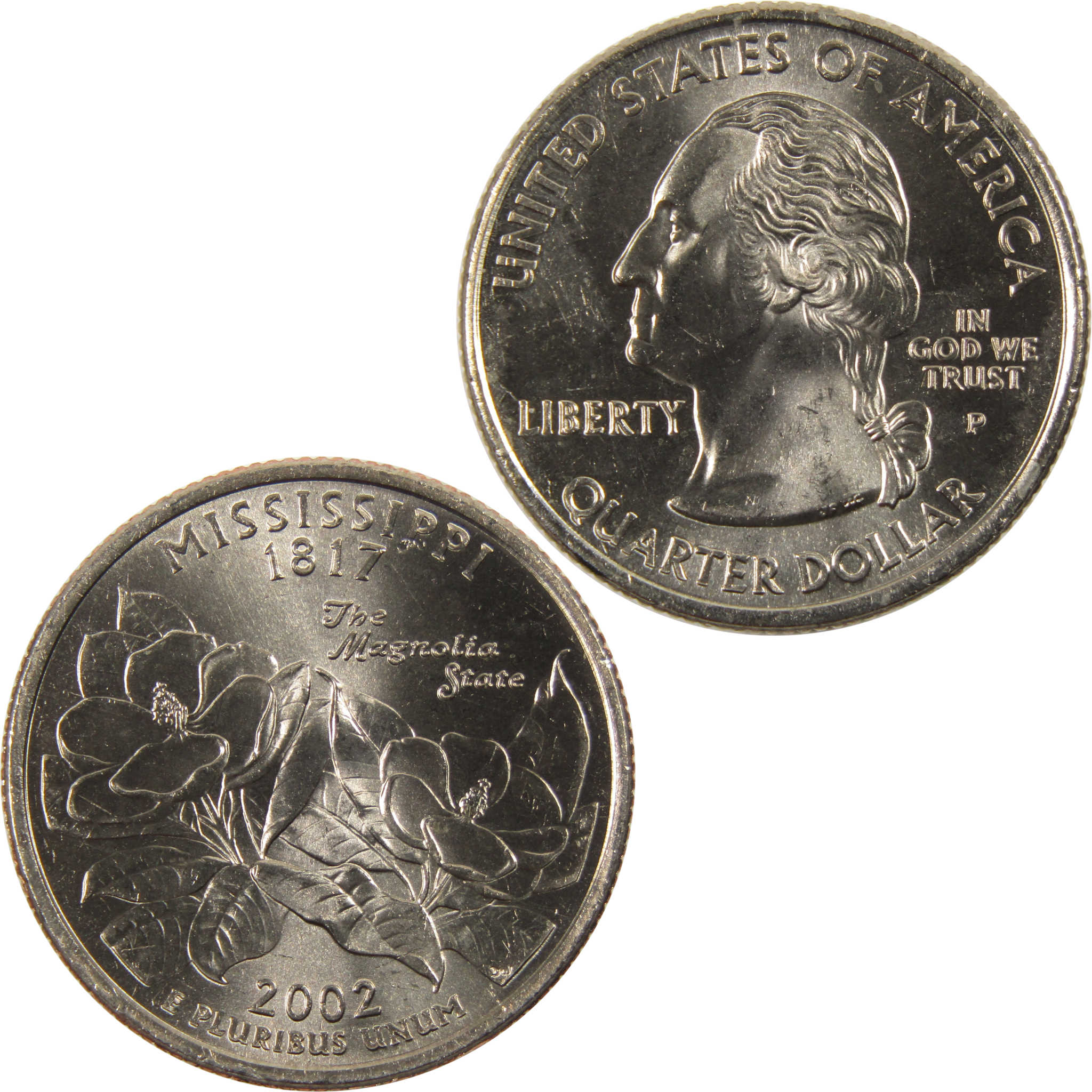 2002 P Mississippi State Quarter BU Uncirculated Clad 25c Coin