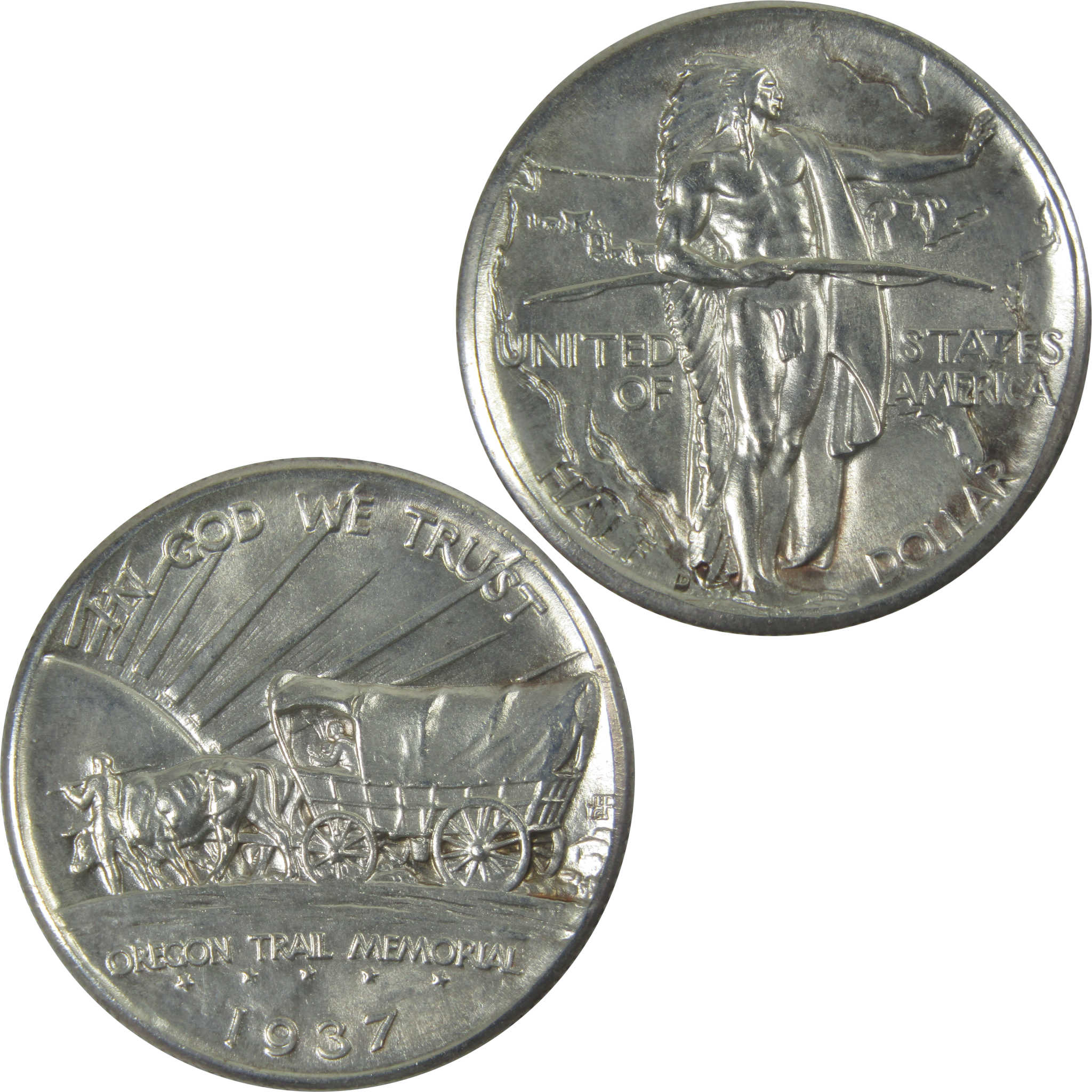 Oregon Trail Commemorative Half Dollar 1937 D AU About Uncirculated