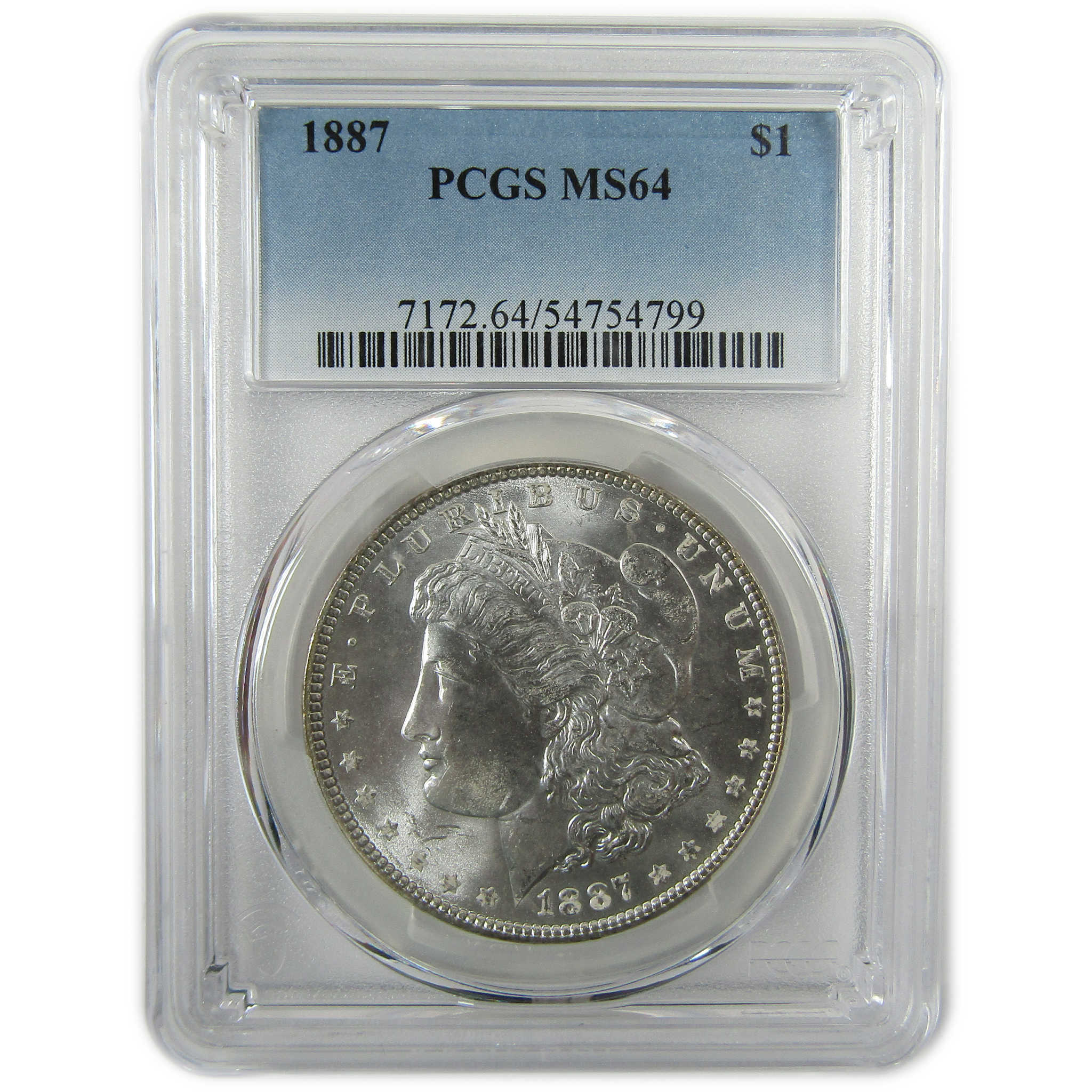 1887 Morgan Silver Dollar MS 64 PCGS Uncirculated $1 Coin SKU:I28354