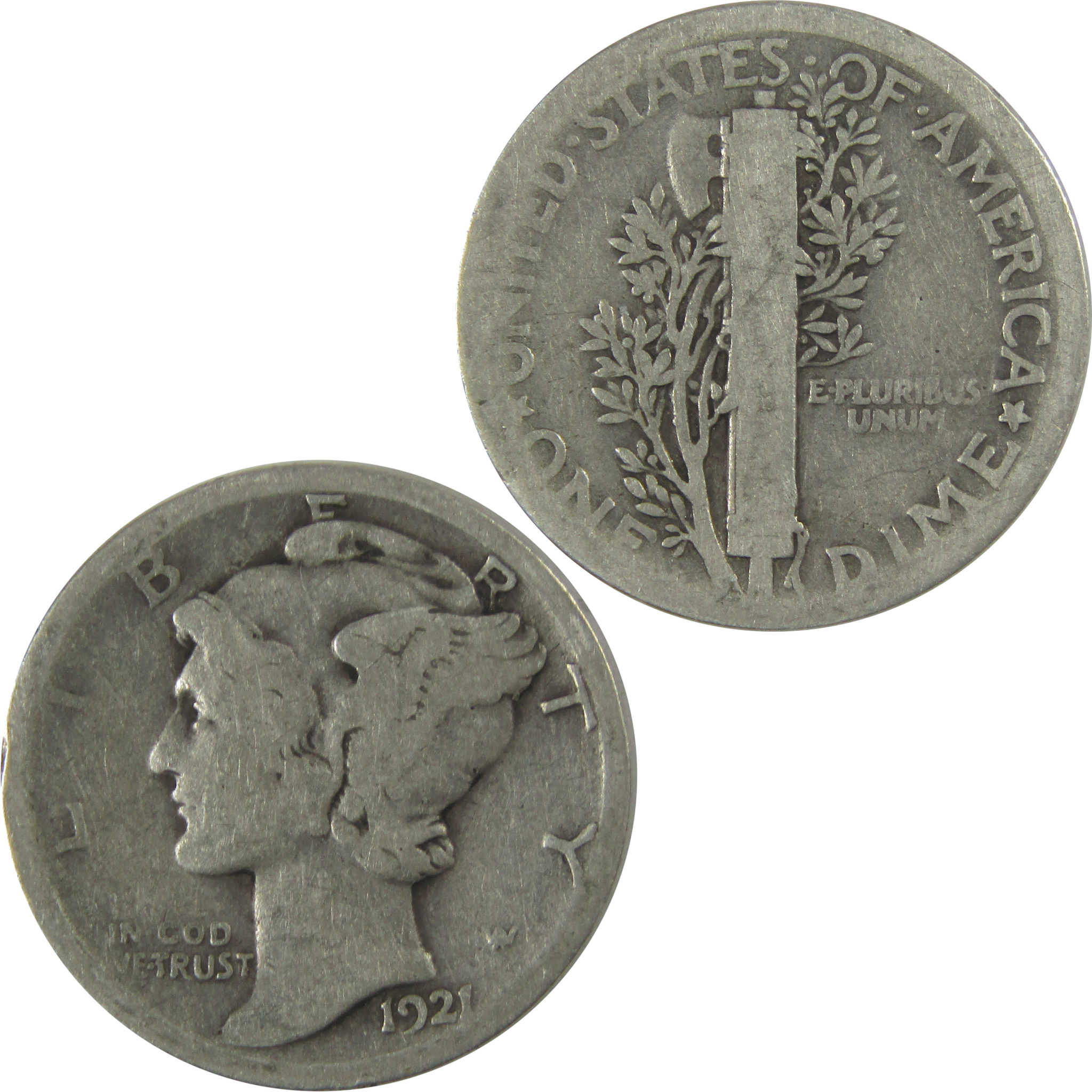 1921 D Mercury Dime G Good Silver 10c Coin SKU:CPC0686