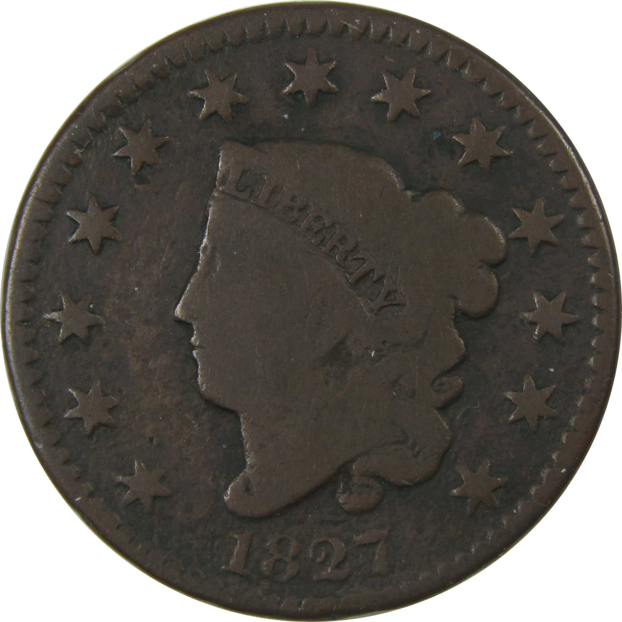 1827 Coronet Head Large Cent VG Very Good Copper Penny SKU:I23811