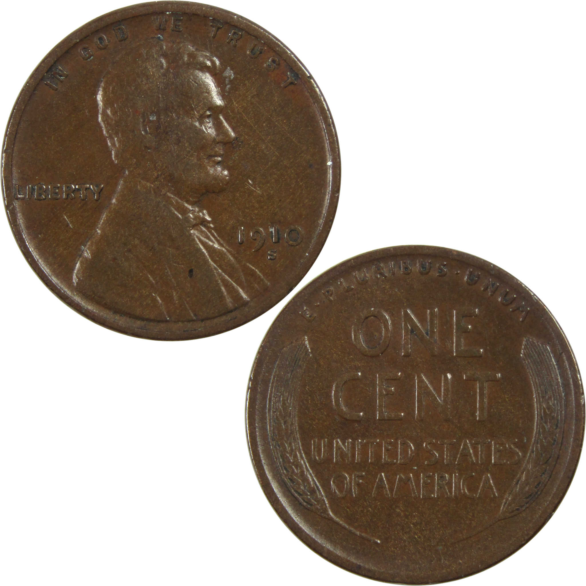 1910 S Lincoln Wheat Cent VF Very Fine Penny 1c Coin SKU:I13401