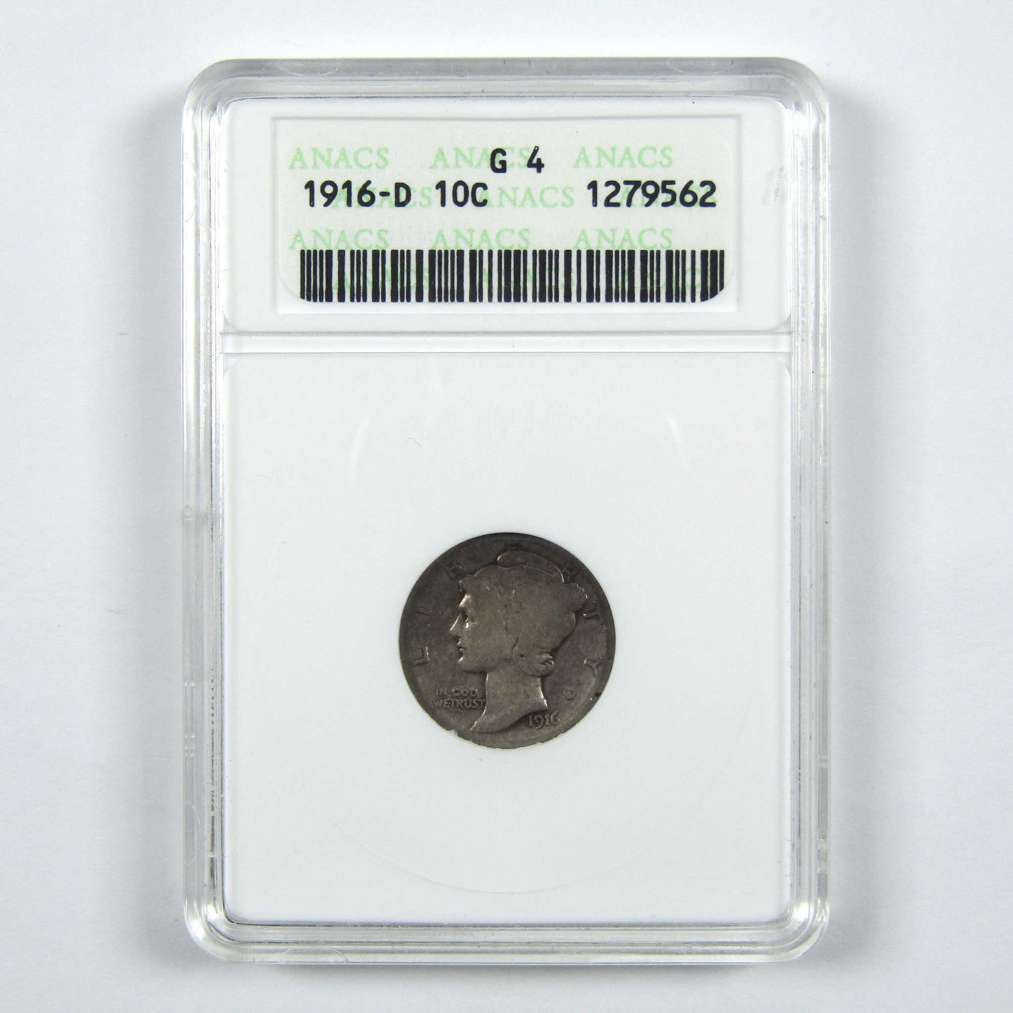1916 D Mercury Dime G 4 ANACS Silver 10c Coin SKU:I11785
