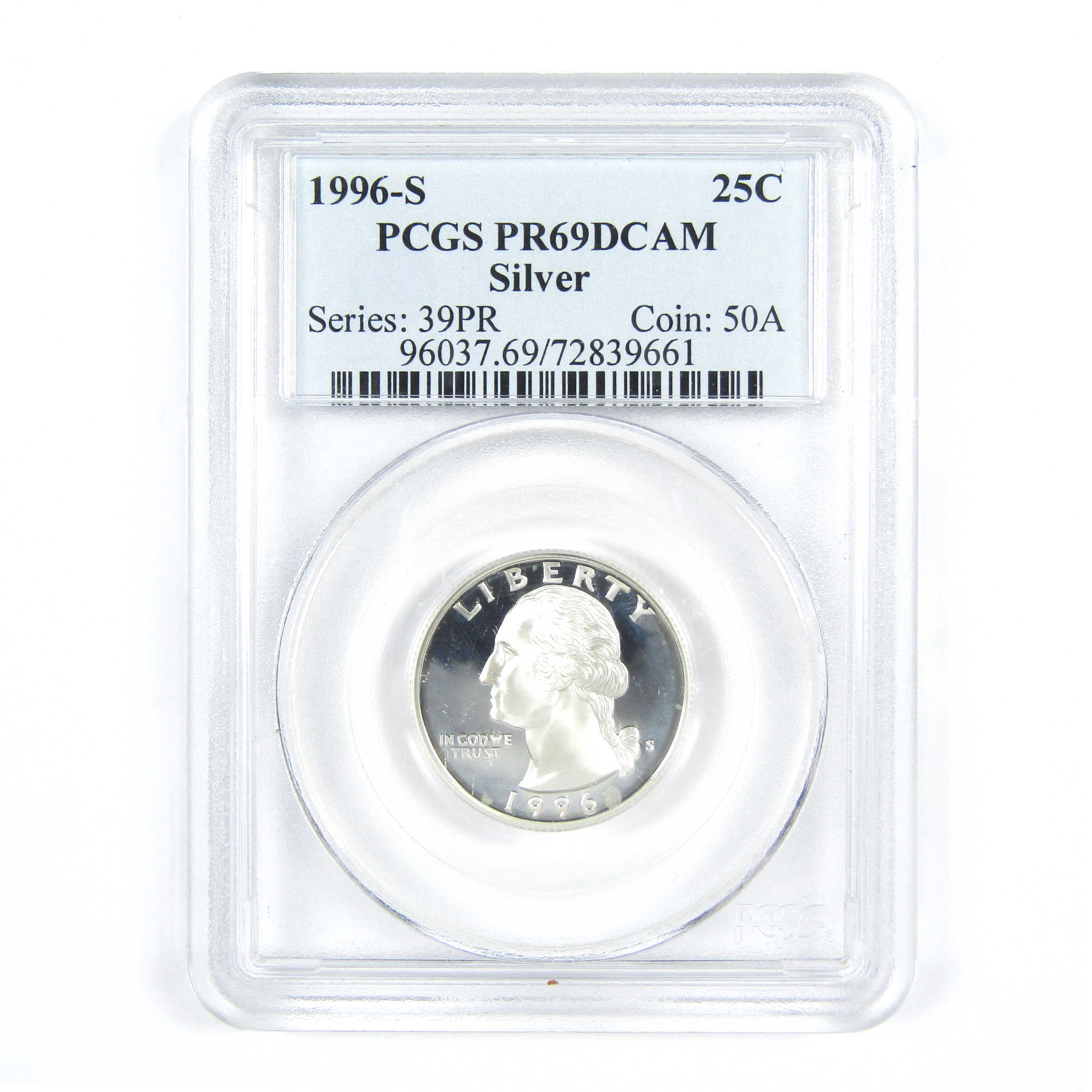 1996 S Washington Quarter PR 69 DCAM PCGS Silver 25c Proof SKU:CPC7419