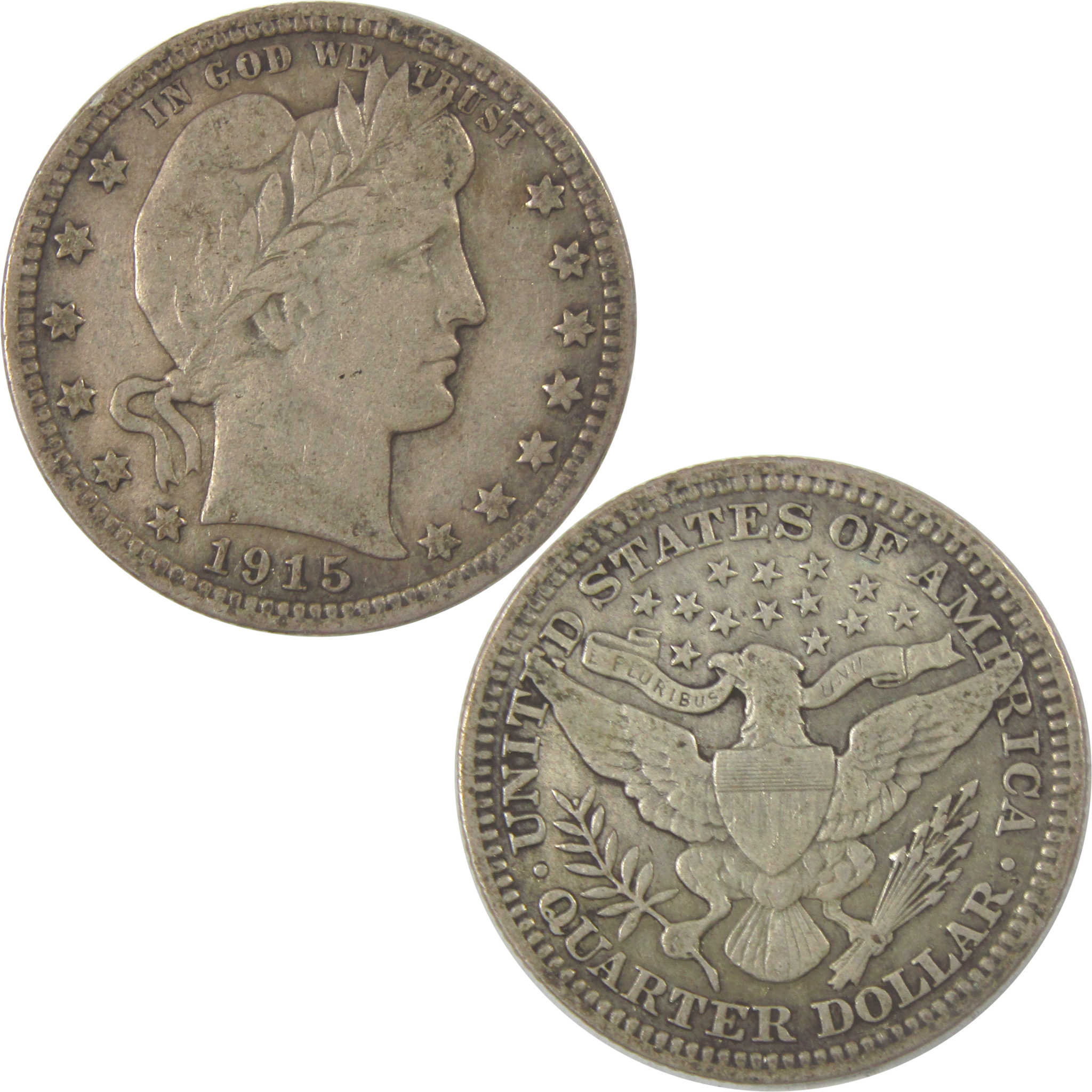1915 Barber Silver Quarter VF Very Fine 25c Coin SKU:I24314