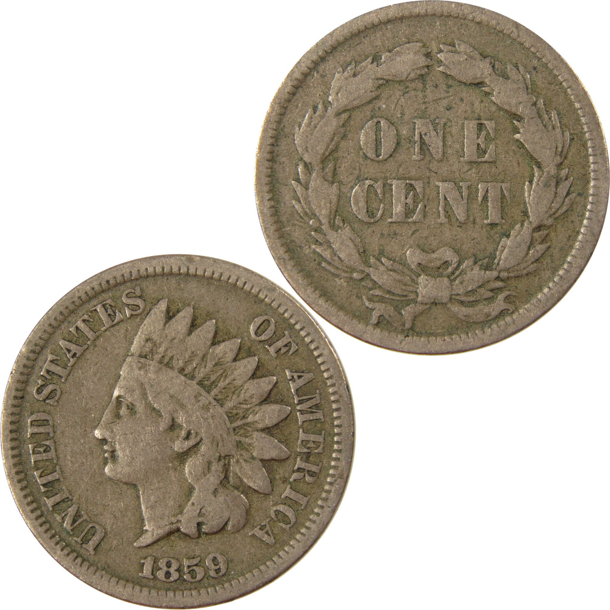 1859 Indian Head Cent VG Very Good Penny 1c Coin SKU:CP1259