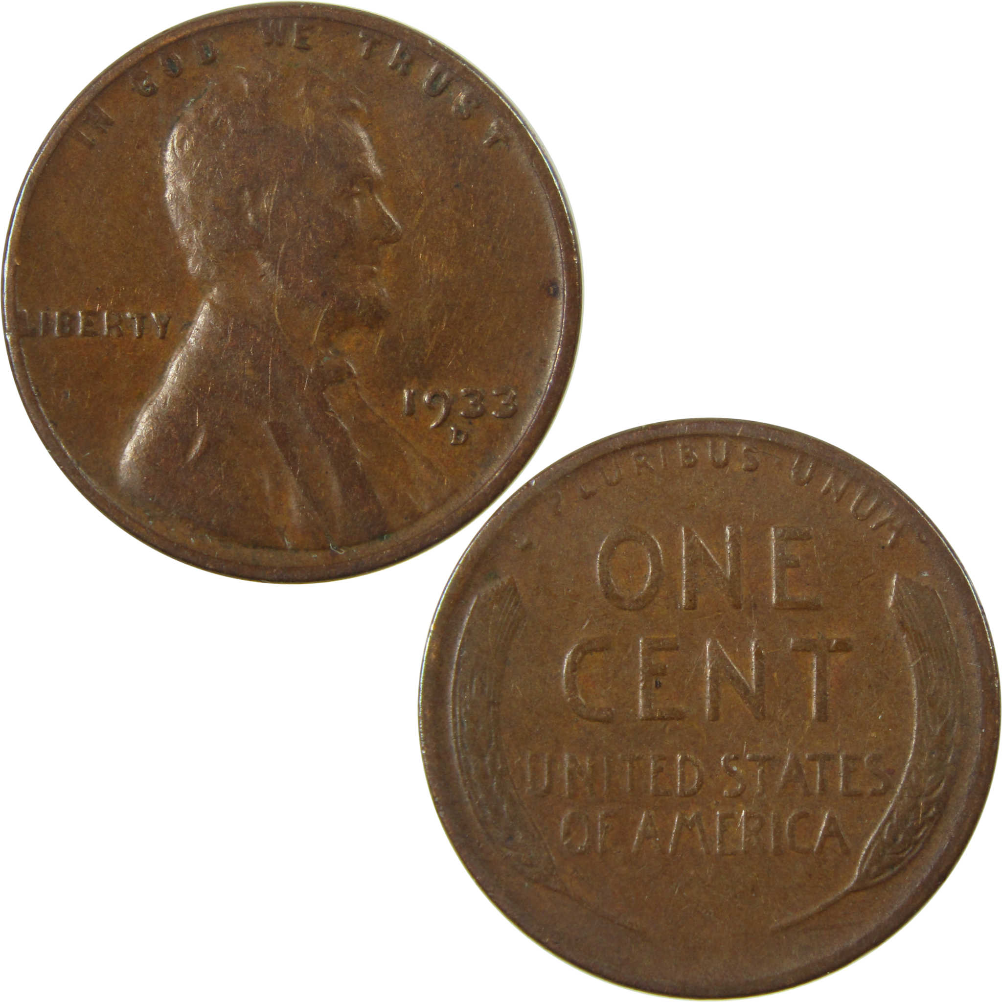 1933 D Lincoln Wheat Cent F Fine Penny 1c Coin Collectible SKU:I26823