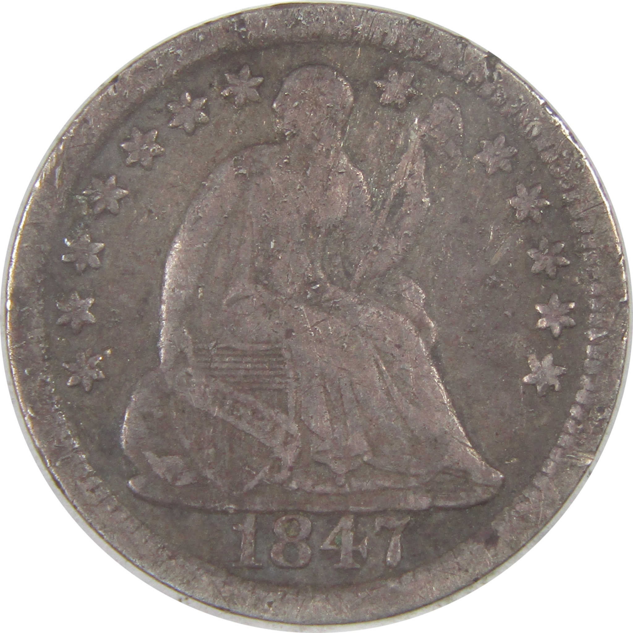 1847 Seated Liberty Half Dime F Fine Details Silver 5c Coin SKU:I16819