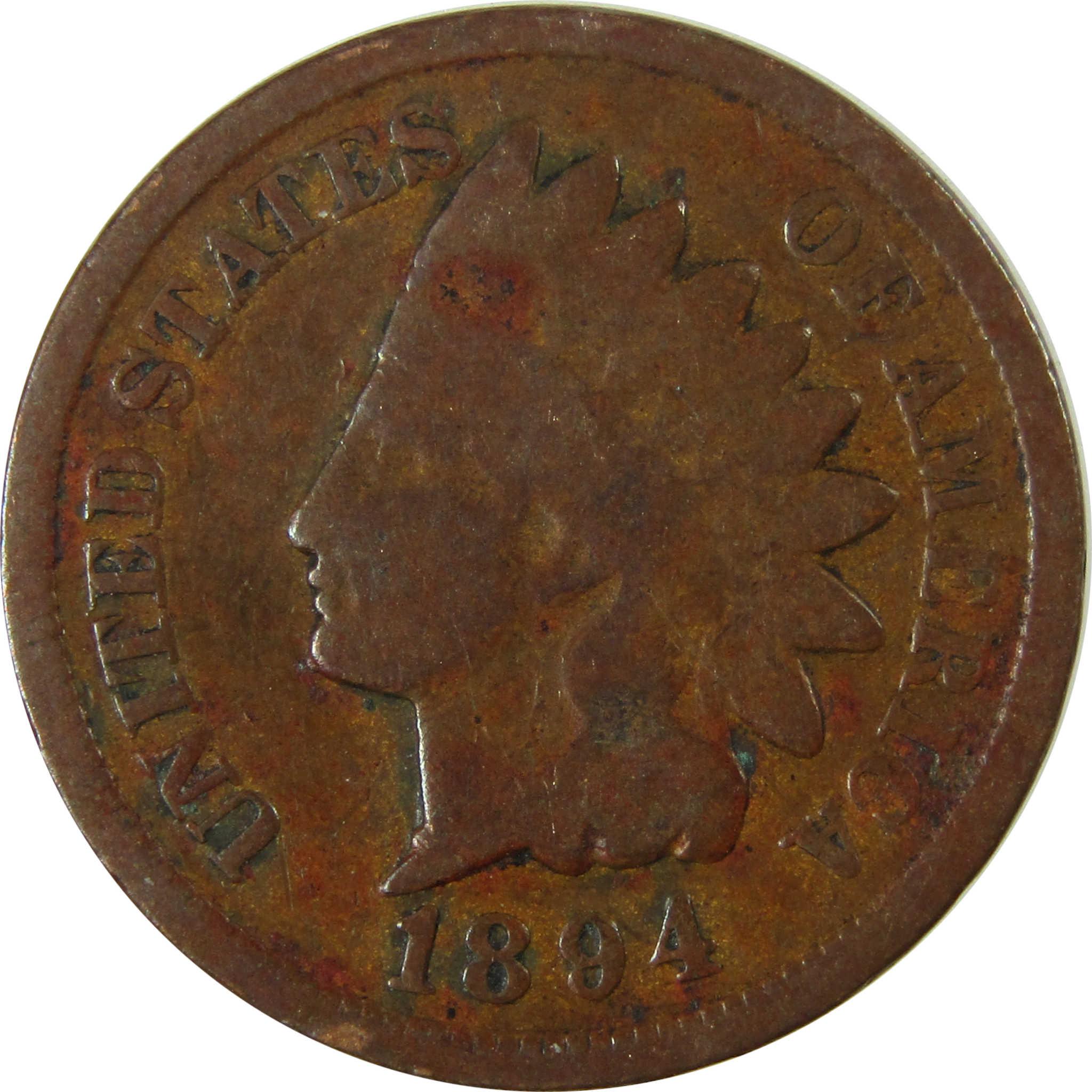 1894 Indian Head Cent G Good Details Penny 1c Coin SKU:I26536