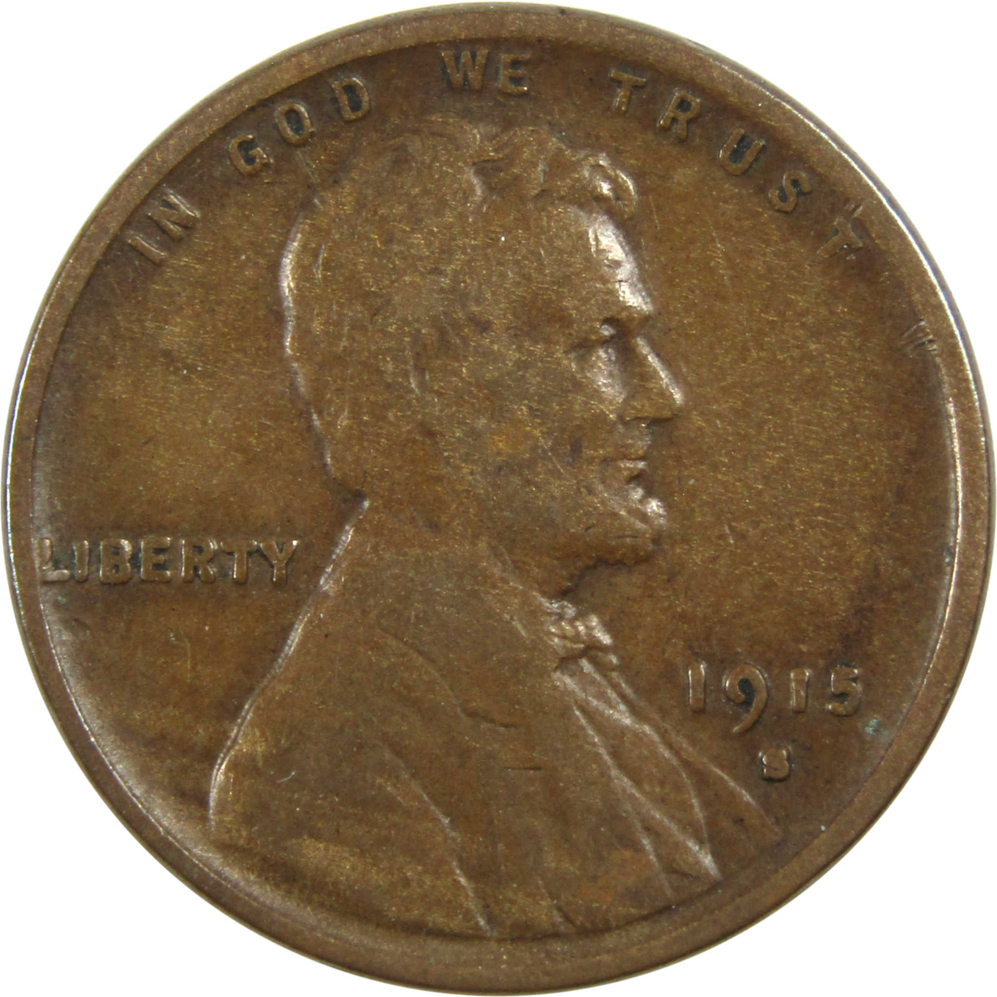1915 Lincoln Wheat Cent F Fine Penny 1c Coin SKU:I13259