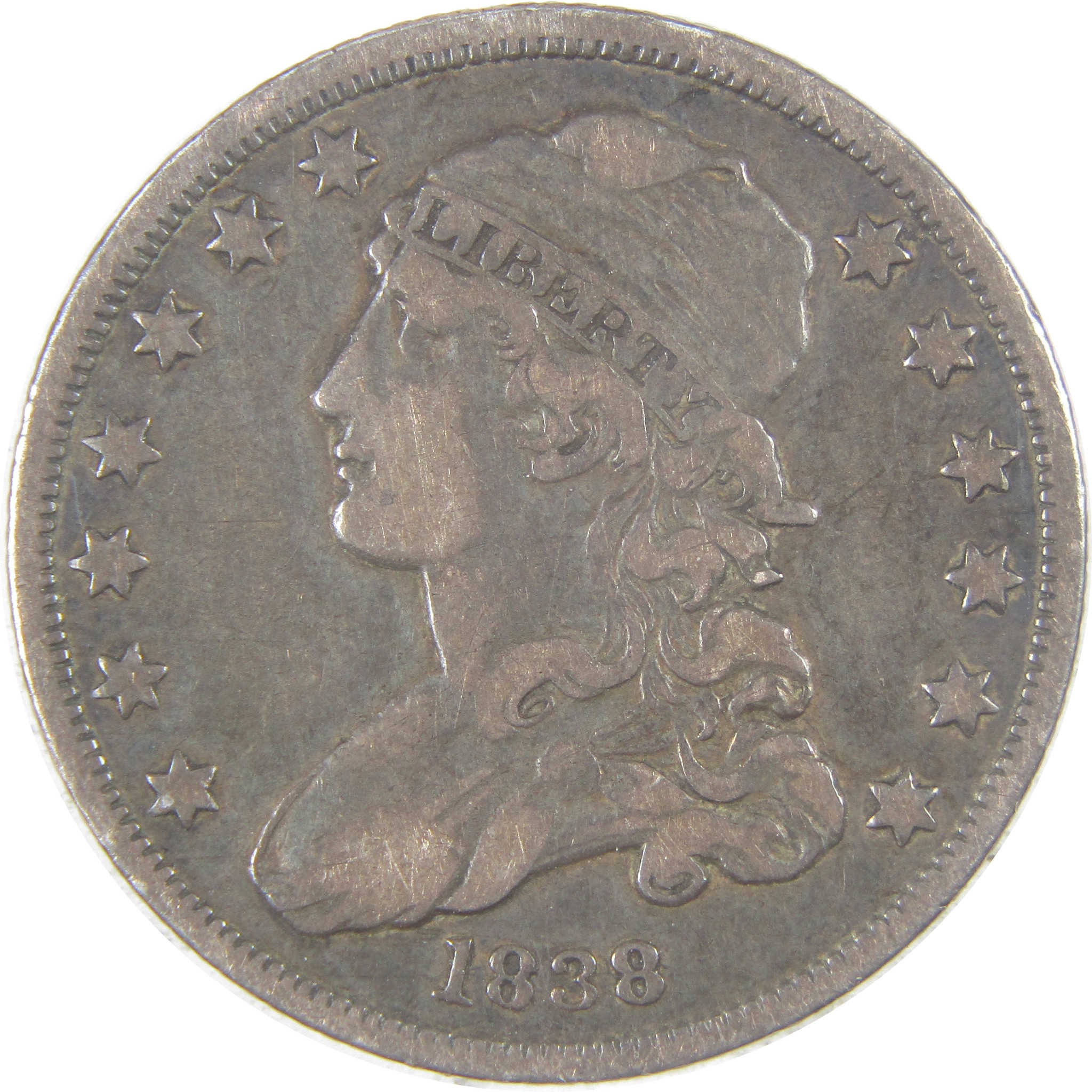 1838 Capped Bust Quarter VF Very Fine Silver 25c Coin SKU:I16829