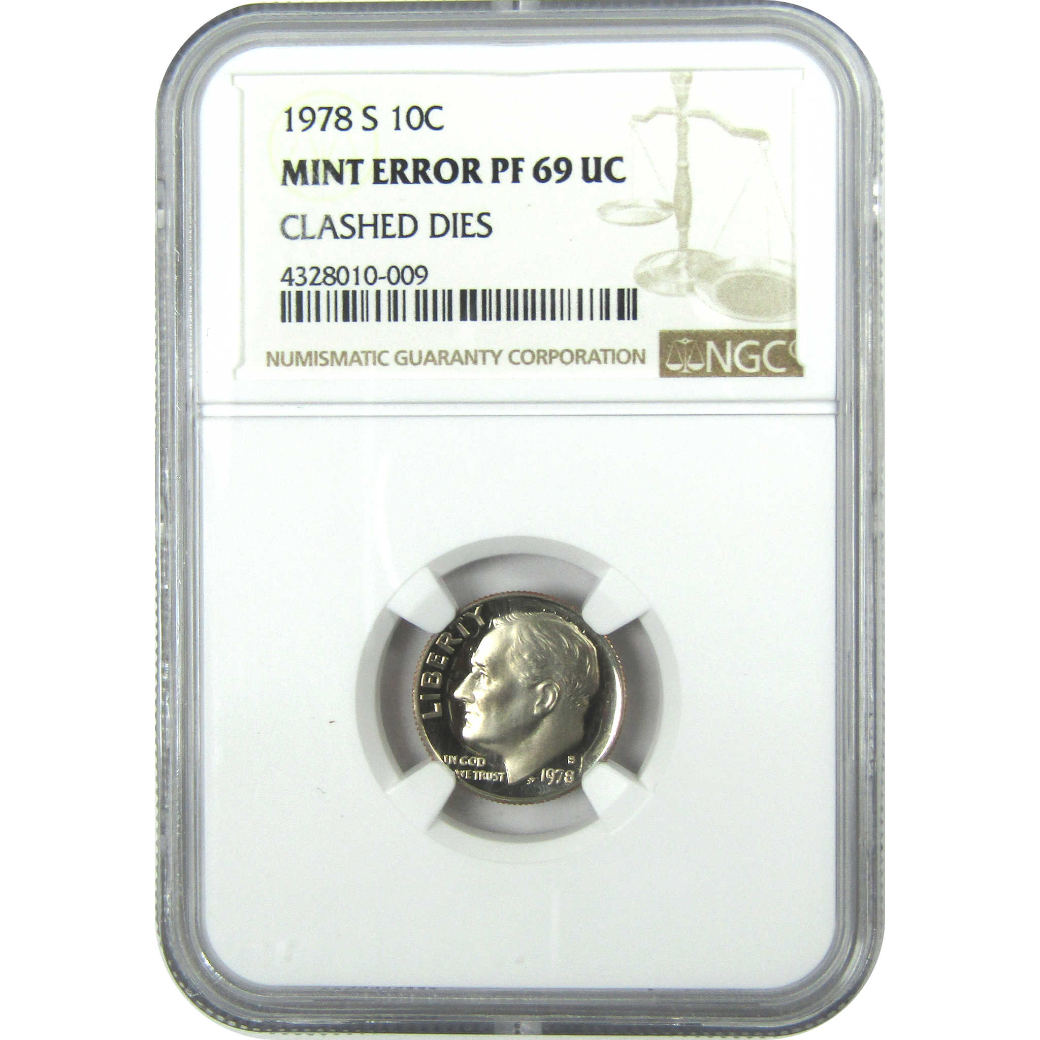 1978 S Roosevelt Dime PF 69 UCAM NGC Proof Clashed Dies Mint Error