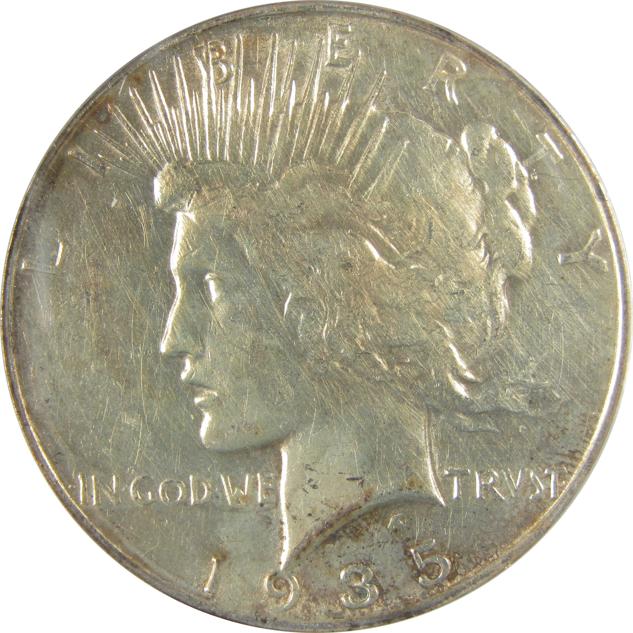1935 S Peace Dollar AU 50 Details ANACS Silver $1 Coin SKU:I21628