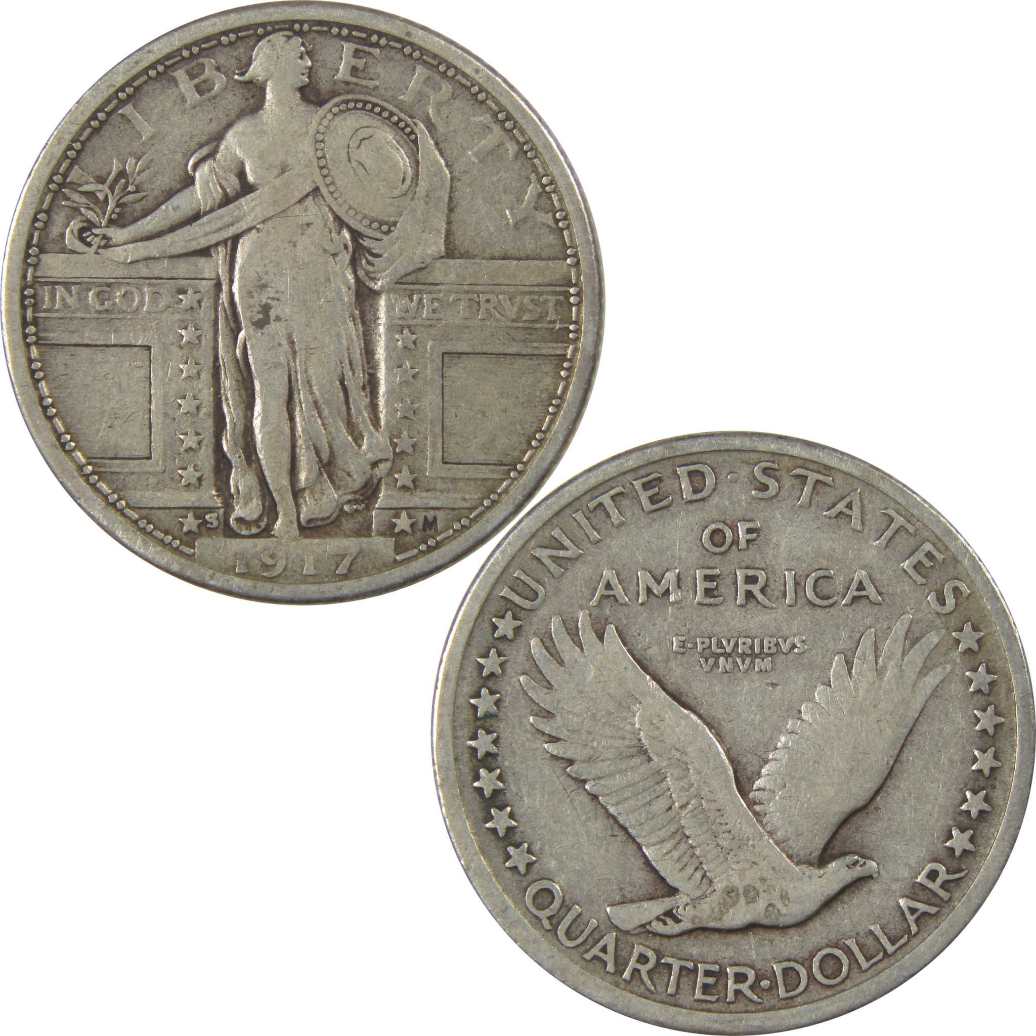 1917 S Type 1 Standing Liberty Quarter VF Very Fine Silver SKU:I22380