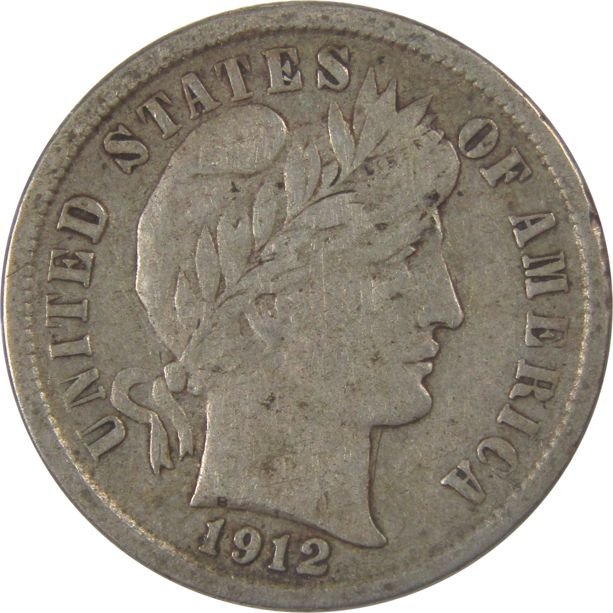 1912 S Barber Silver Dime F Fine 10c Coin Collectible SKU:I23932