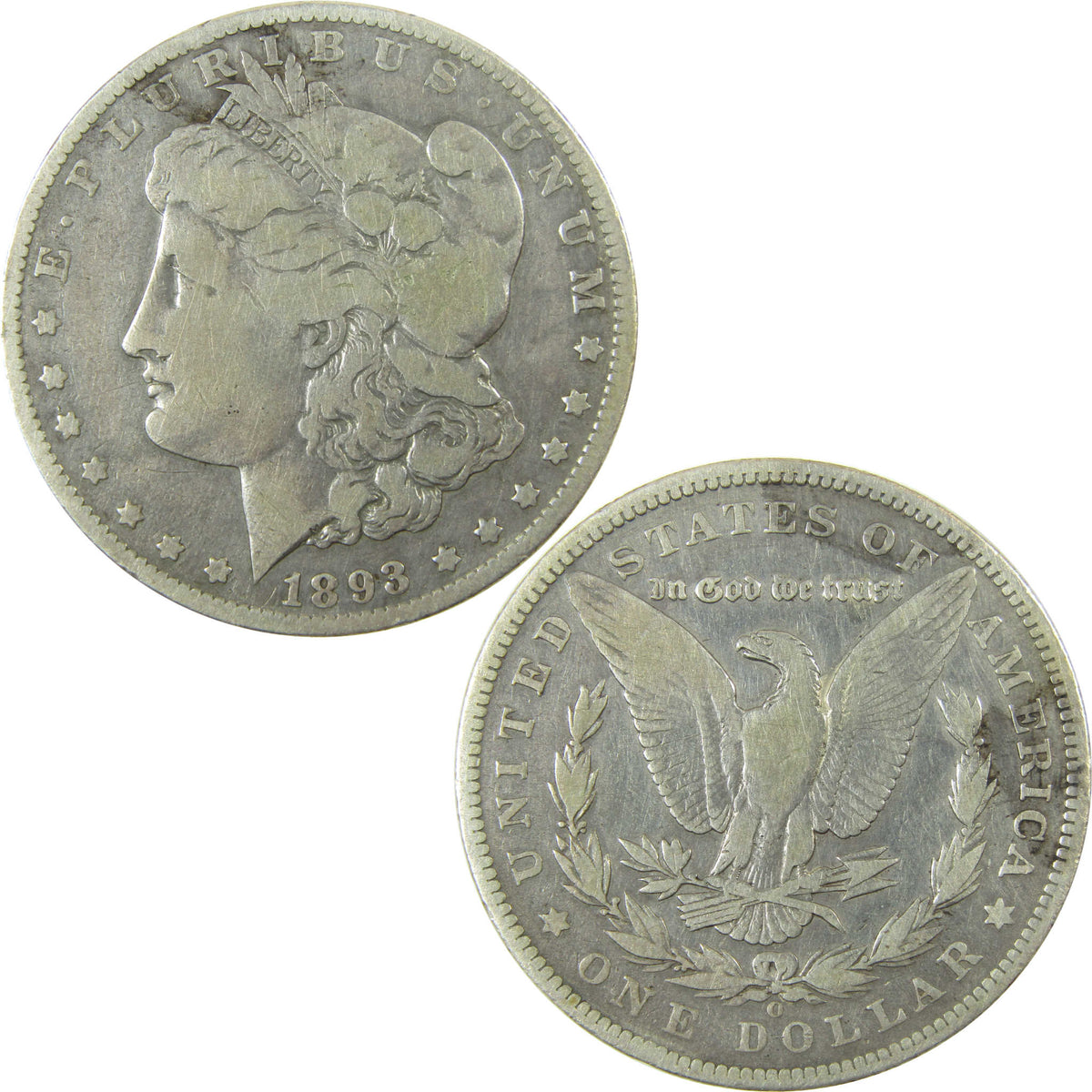 1893 O Morgan Silver Dollar F Fine Details $1 Coin SKU:CP1719