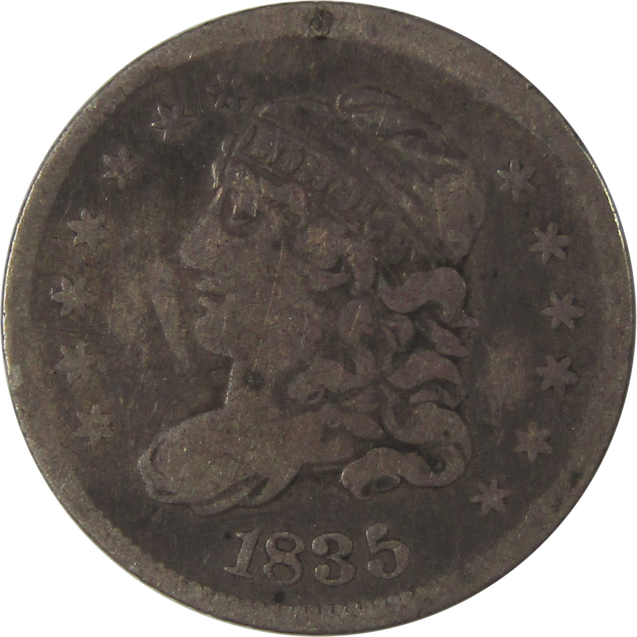 1835 Large Date and 5C Capped Bust Half Dime VG Details SKU:I22698