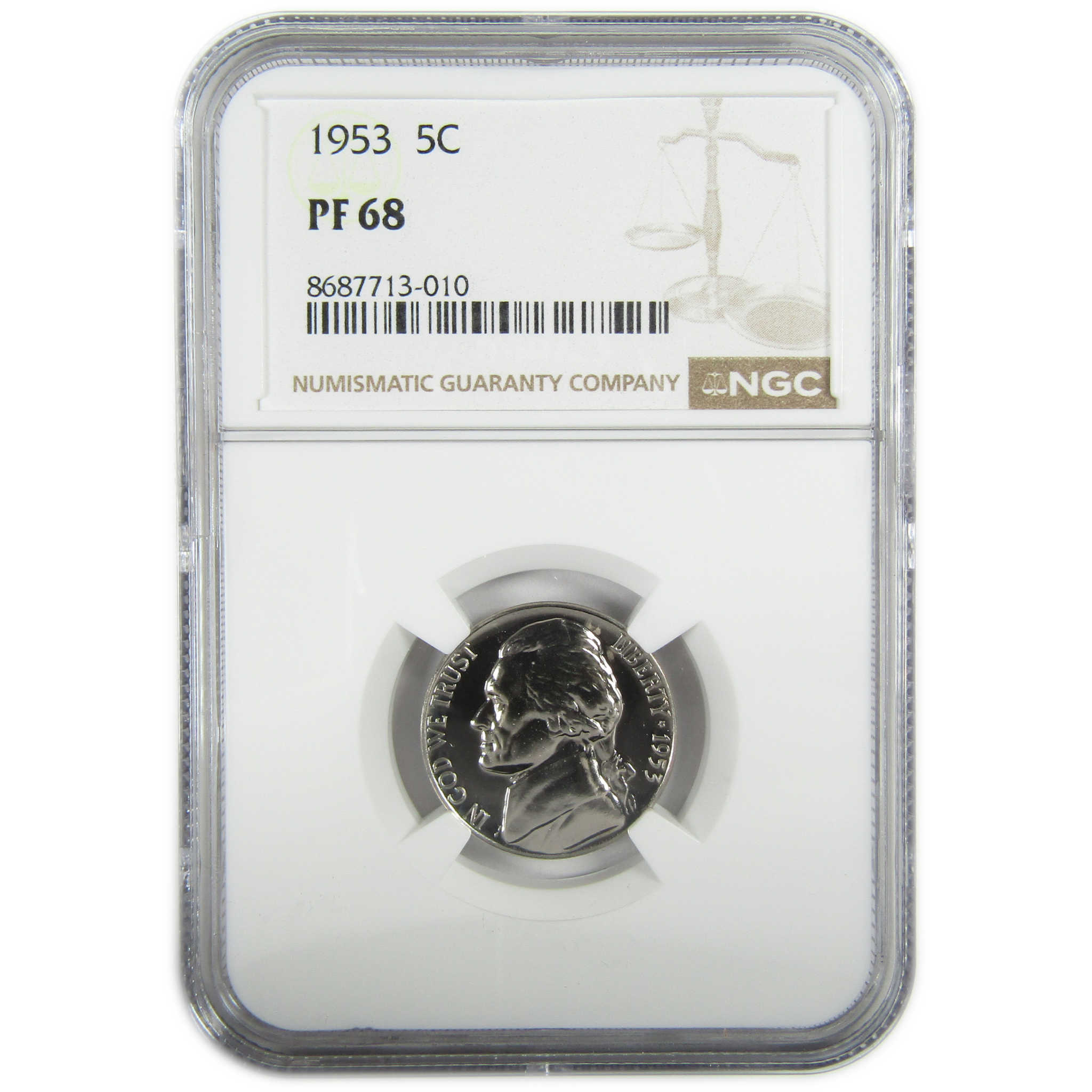 1953 Jefferson Nickel PF 68 NGC Proof 5c Coin Collectible SKU:I27346