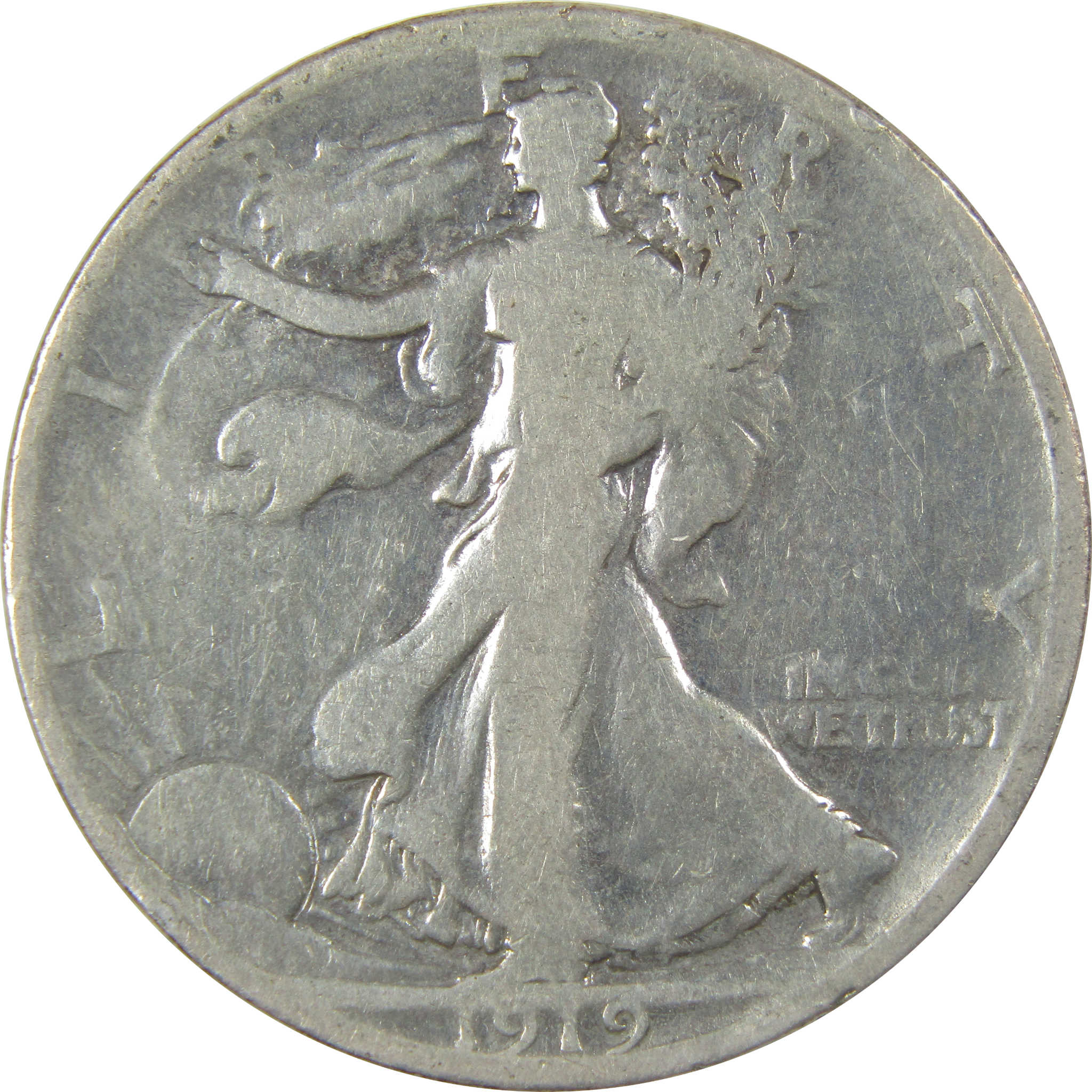 1919 D Liberty Walking Silver 50c VG Very Good Details SKU:I24129