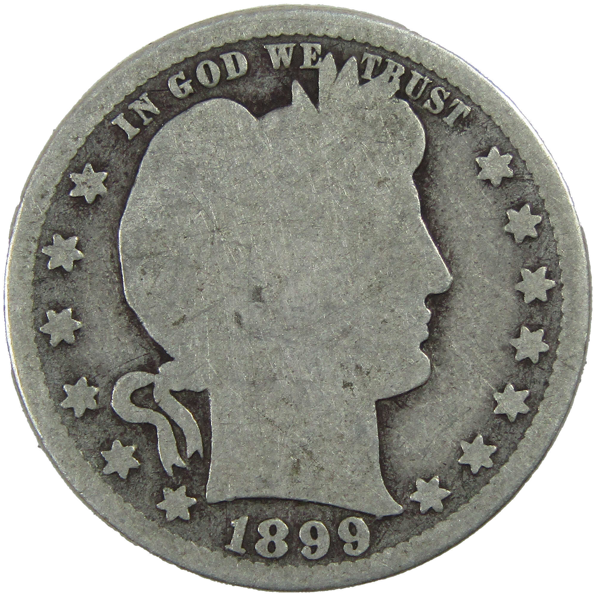 1899 O Barber Quarter AG About Good Silver 25c Coin SKU:I12708
