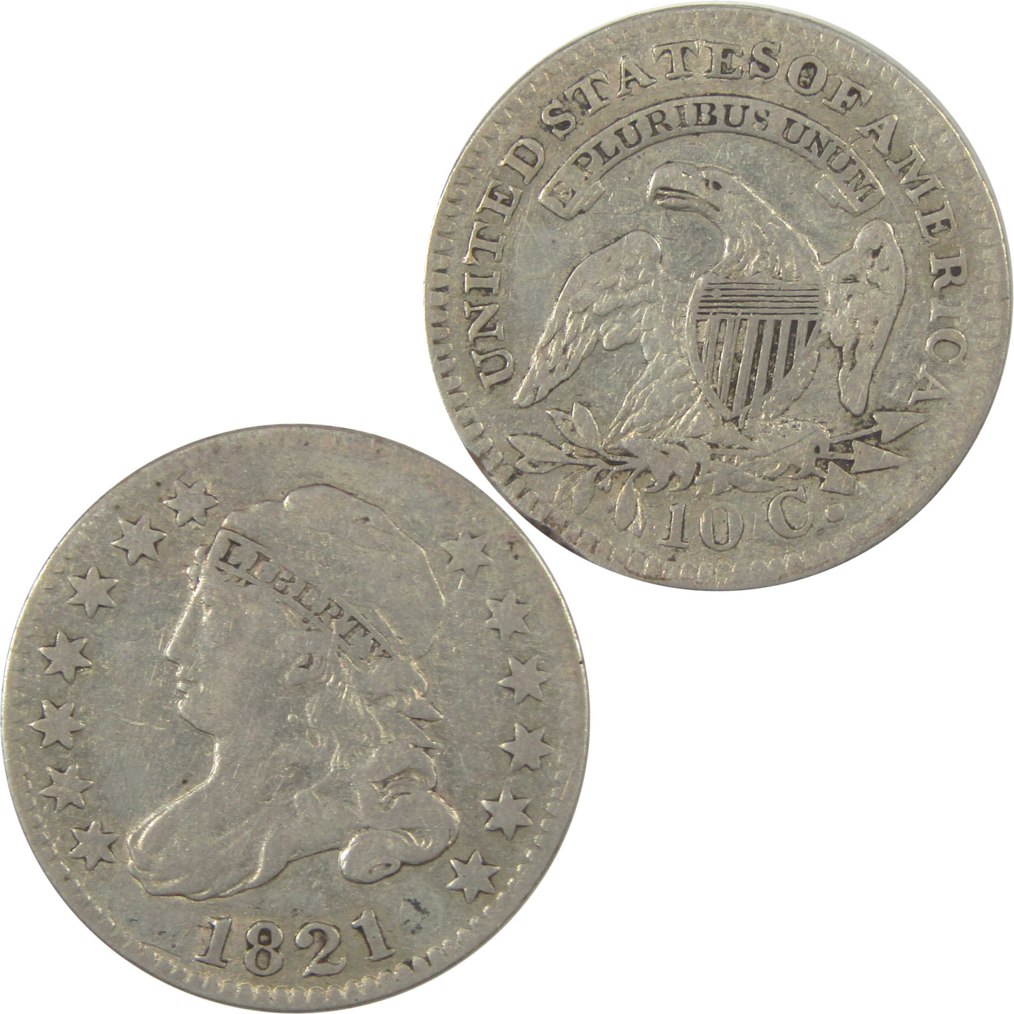 1821 Large Date Capped Bust Dime VF Very Fine Silver SKU:I20985