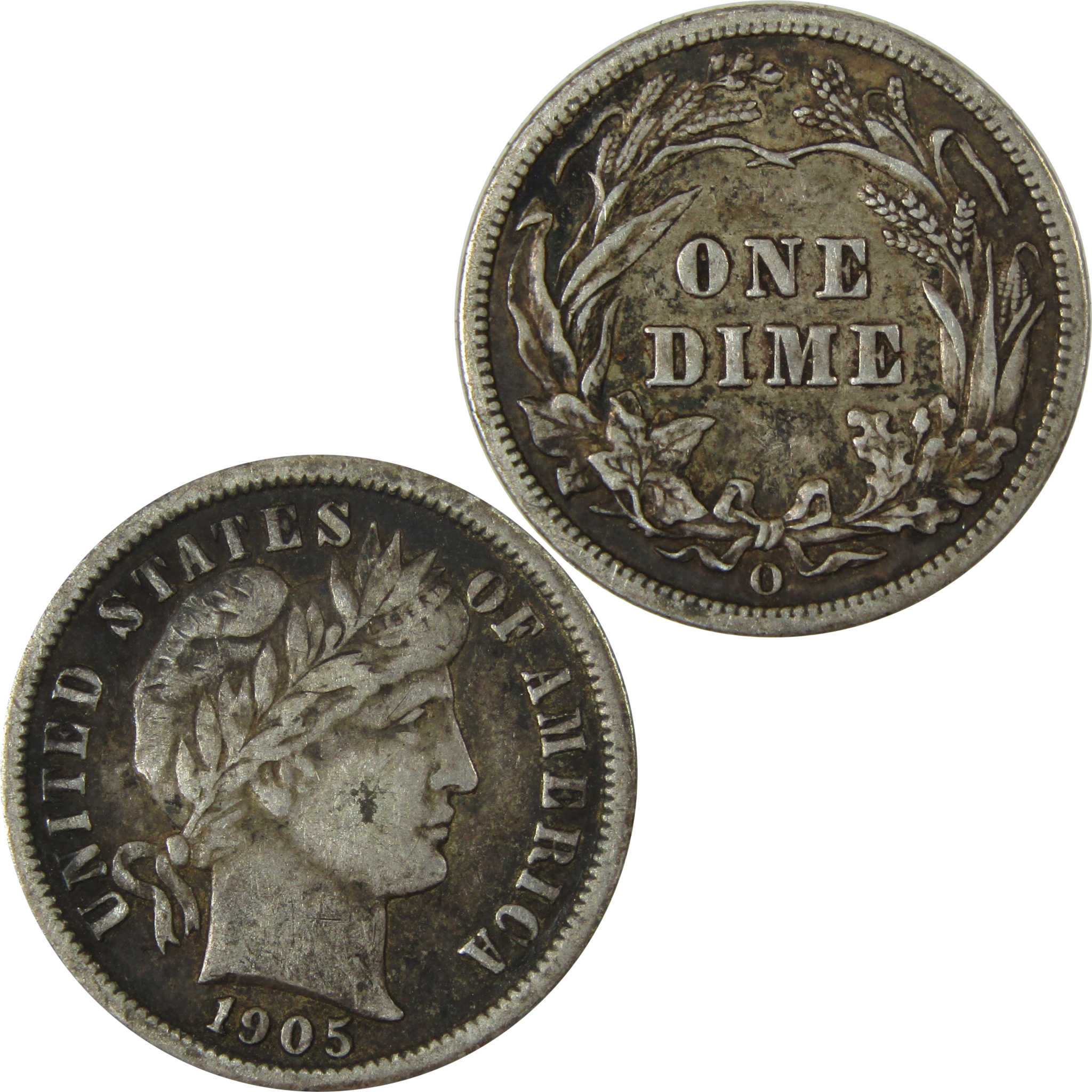 1905 O Barber Silver Dime F Fine Details 10c Coin SKU:CP1011