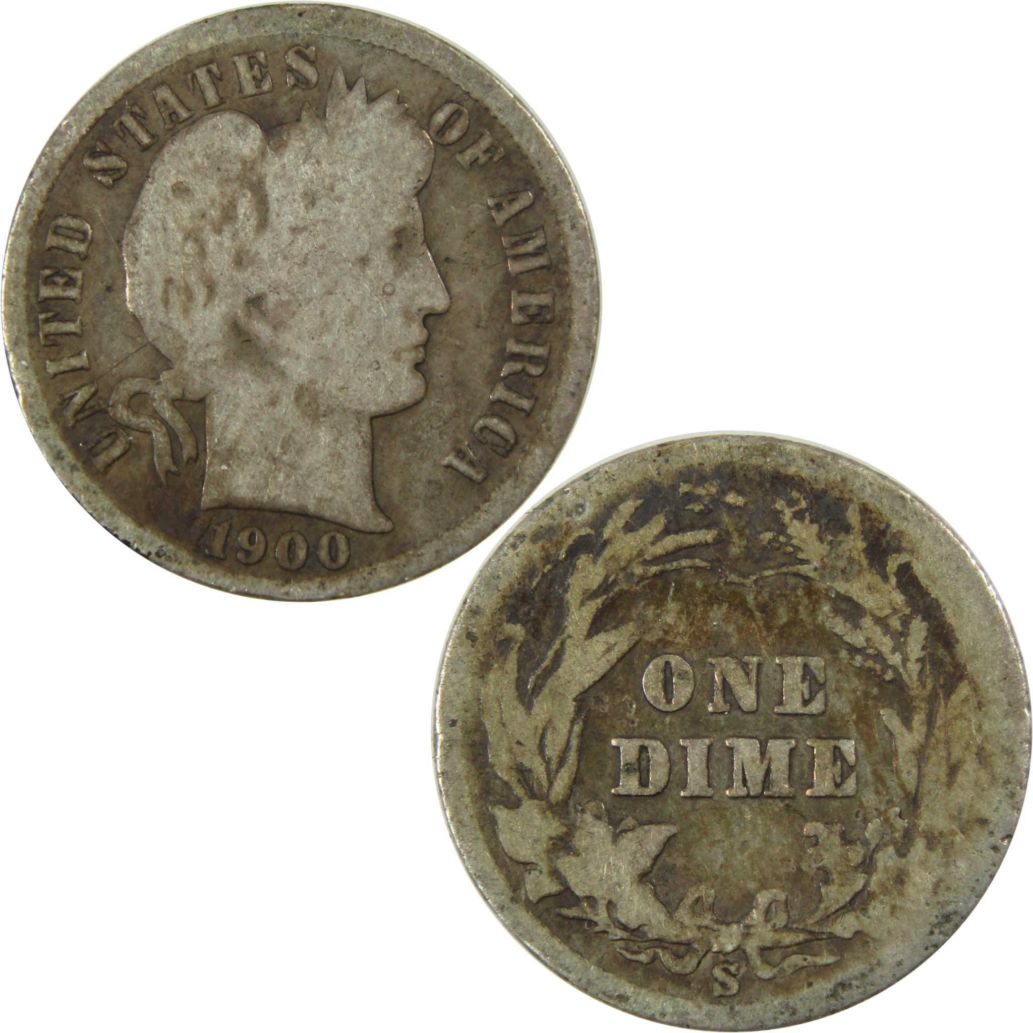 1900 S Barber Silver Dime AG About Good 10c Coin Collectible SKU:CP704