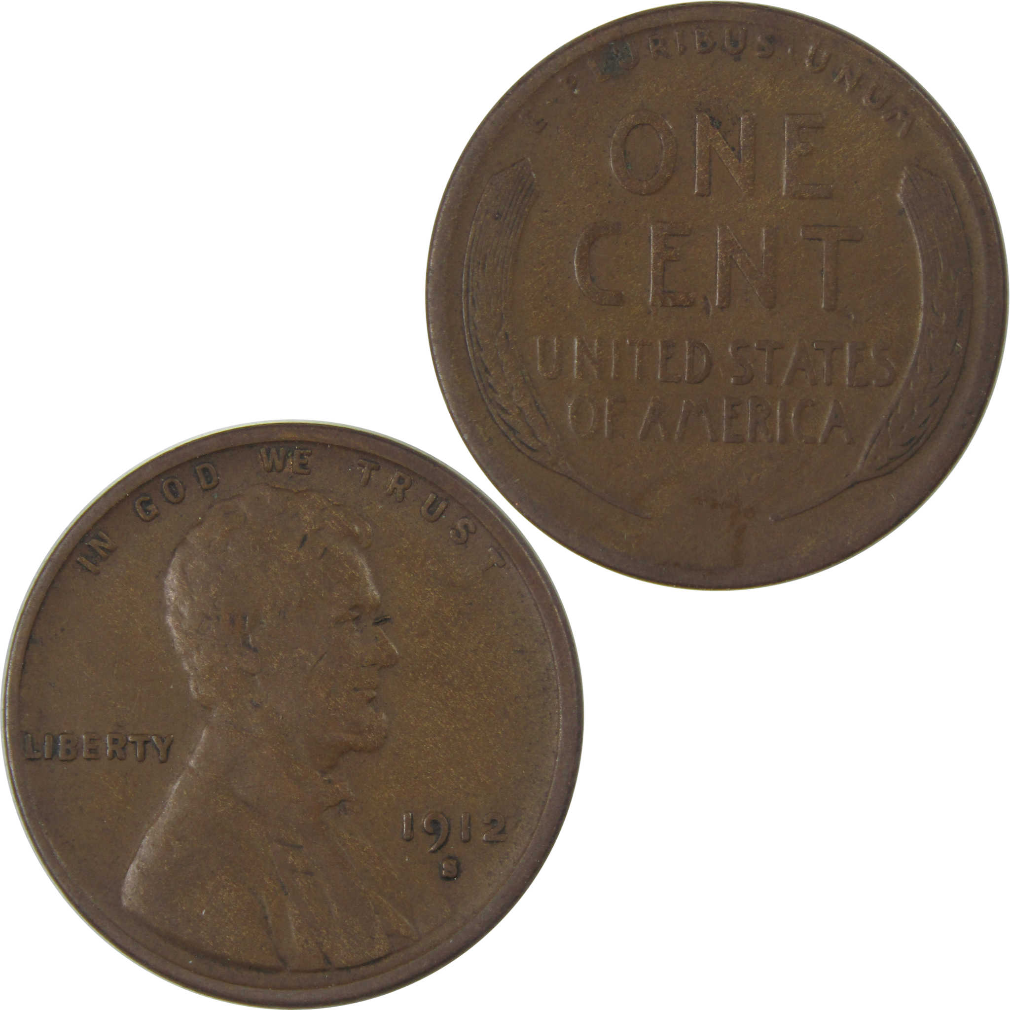 1912 S Lincoln Wheat Cent F Fine Penny 1c Coin Collectible SKU:I23868