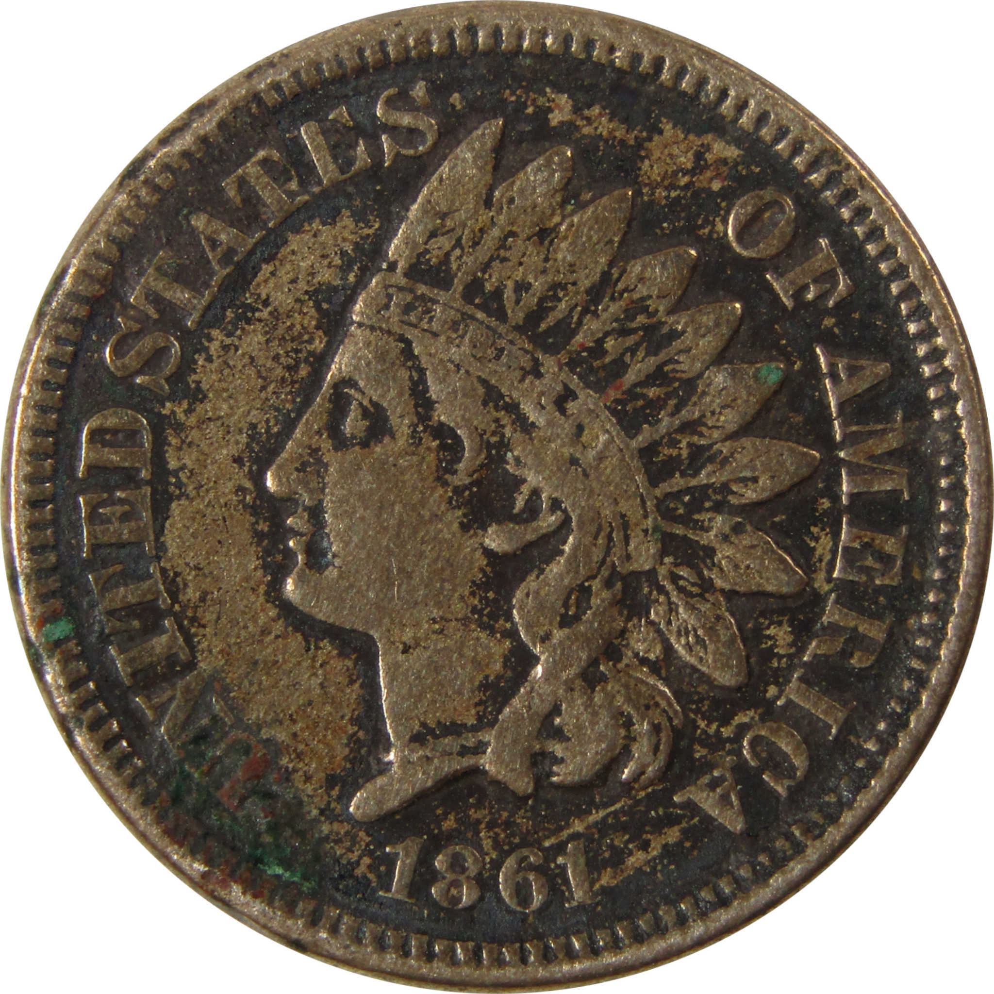 1861 Indian Head Cent F Fine Details Penny 1c Coin SKU:CP1191