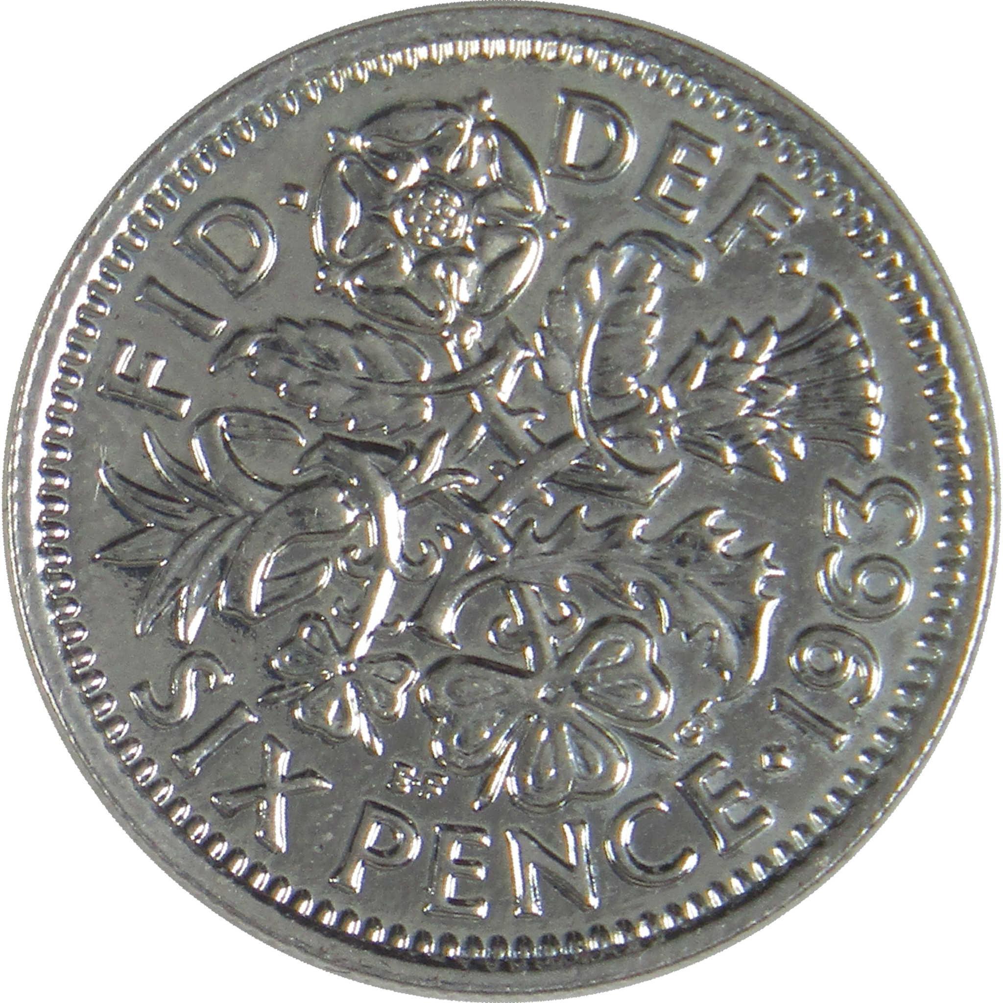 1947-1967 United Kingdom Elizabeth II Silver Plated Sixpence Coin