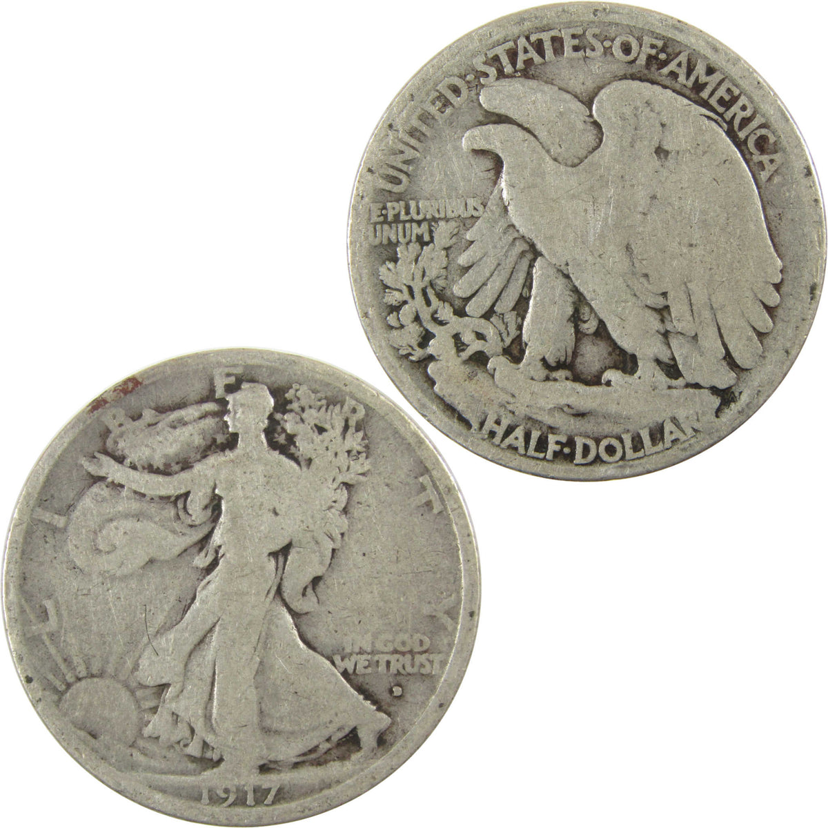 1917 D Obverse Liberty Walking Silver Half Dollar G Good SKU:I29032