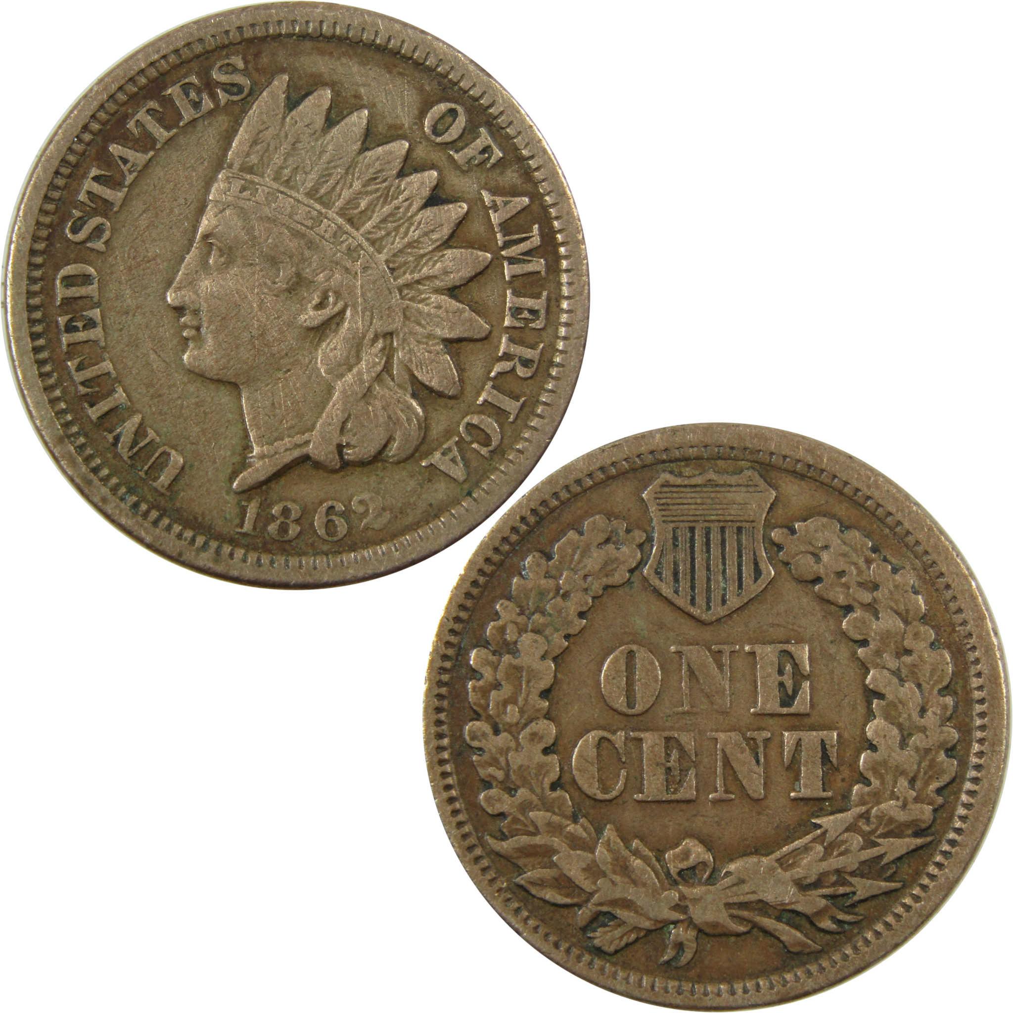 1862 Indian Head Cent VF Very Fine Penny 1c Coin SKU:CP1145