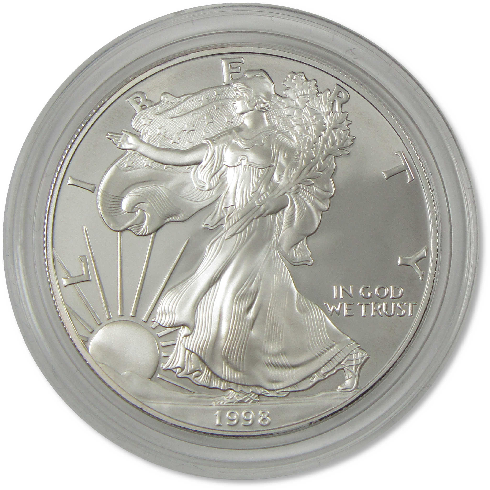 1998 P American Silver Eagle Choice Proof Bullion $1 Coin OGP COA