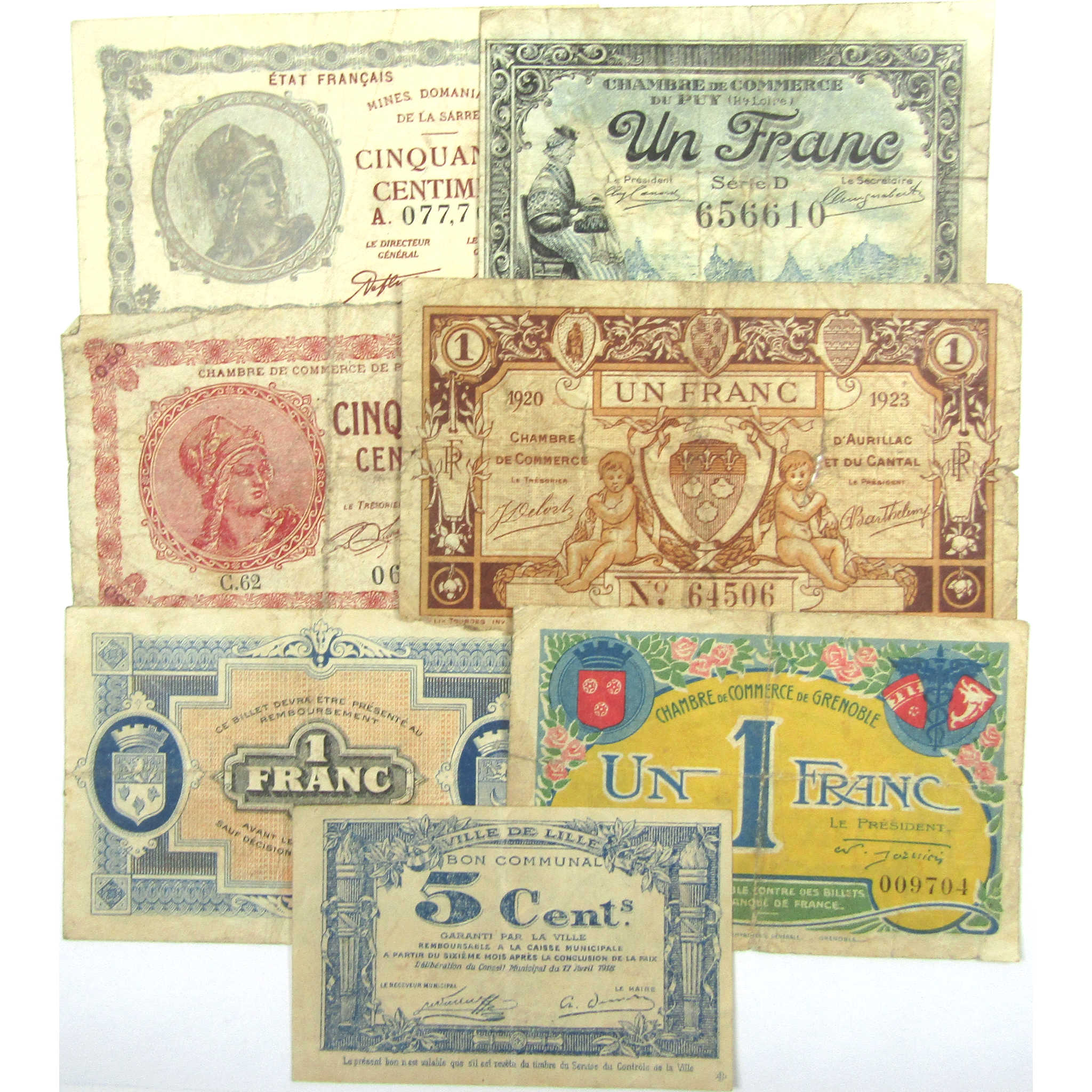 World War I Era France Paper Money Currency 14 Piece Lot SKU:IPC5228