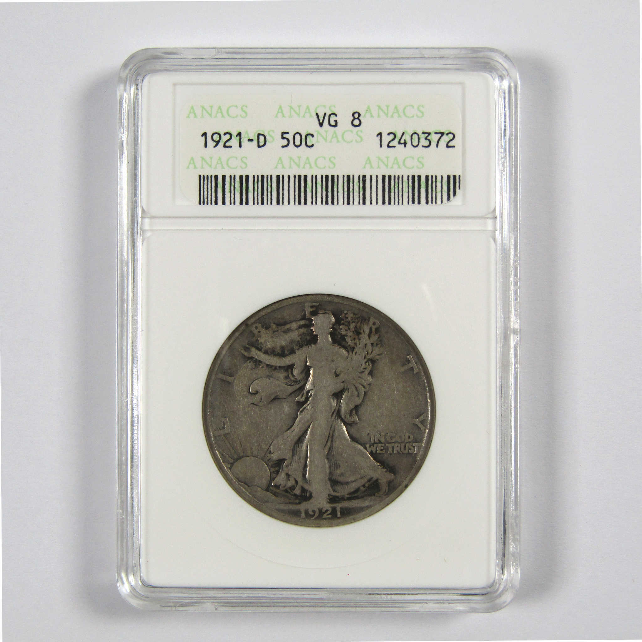 1921 D Liberty Walking Half Dollar VG 8 ANACS 90% Silver 50c SKU:I8378