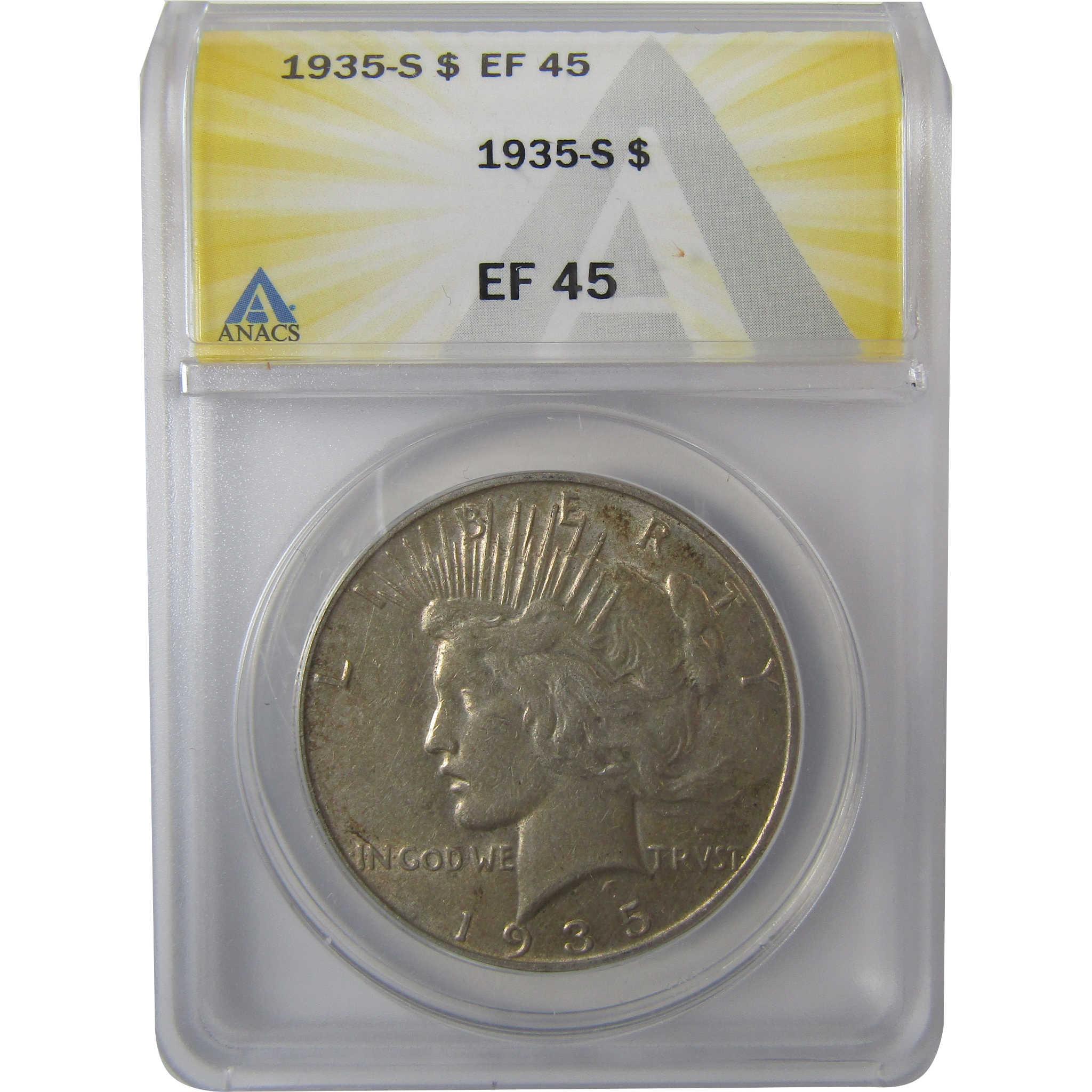 1935 S Peace Silver Dollar EF 45 ANACS $1 Coin SKU:I25024