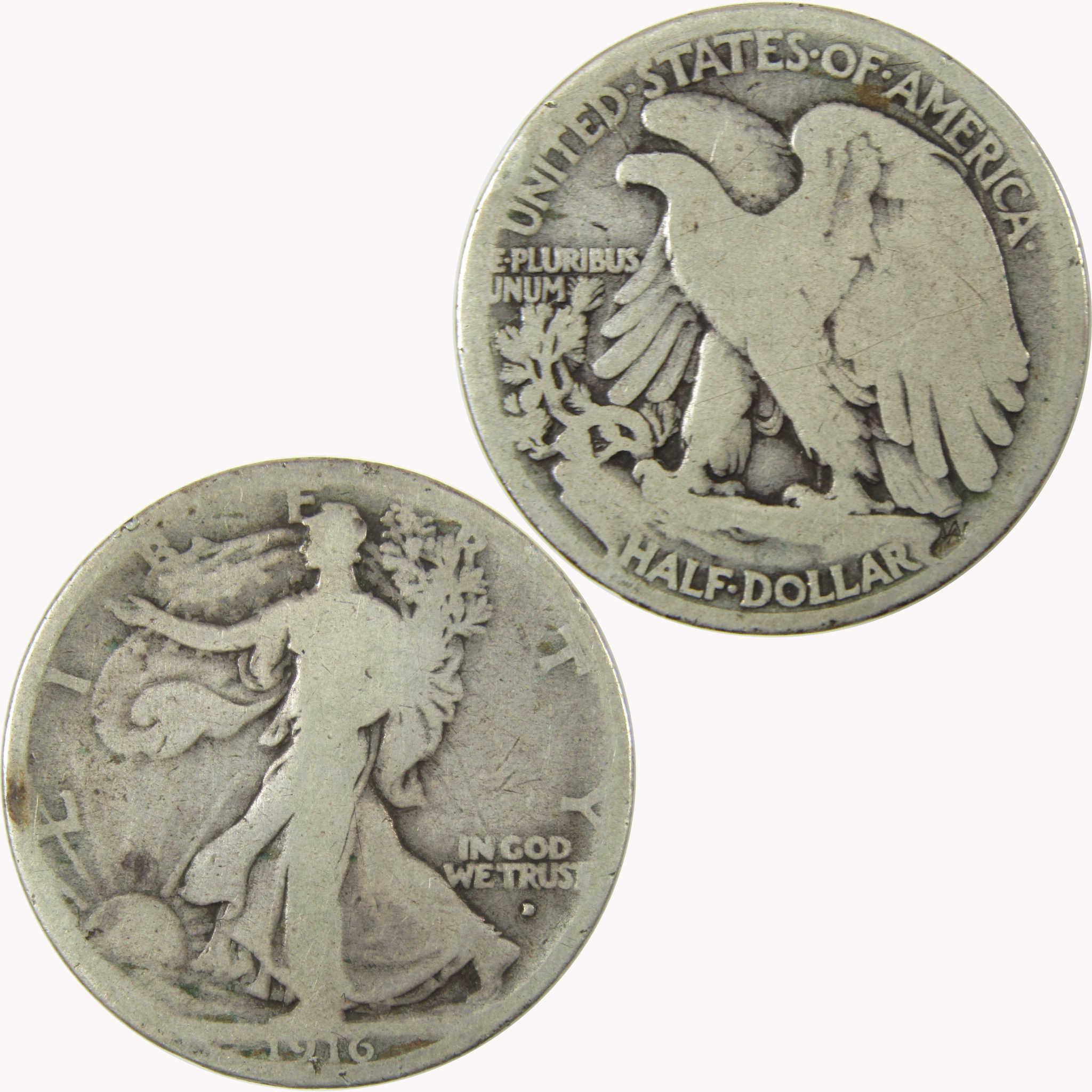 1916 D Liberty Walking Silver 50c G Good Details 50c CoinSKU:CP1472