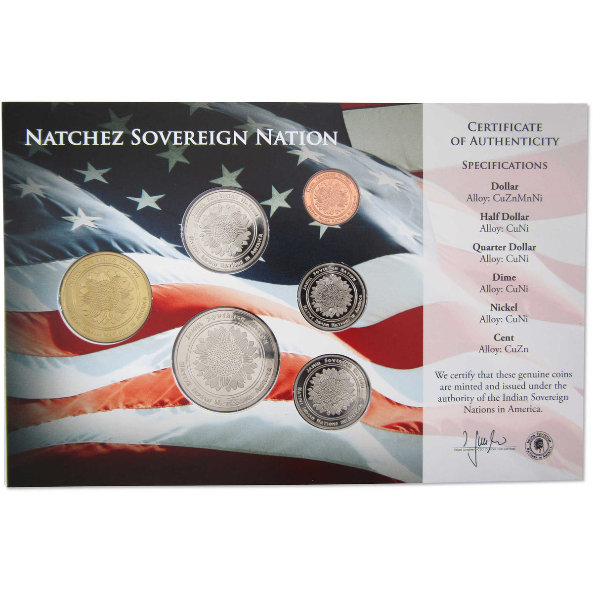 2019 Natchez Sovereign Nation Native American Uncirculated Coin Set