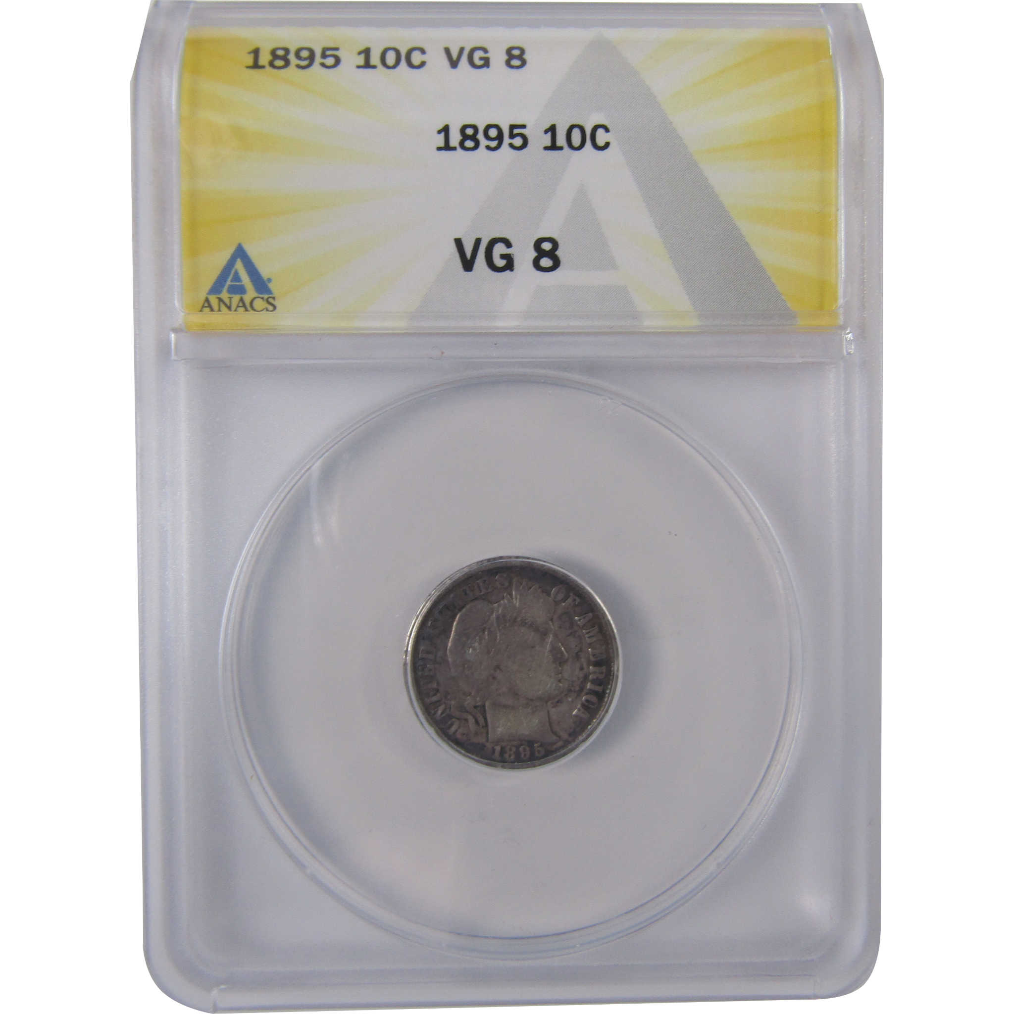 1895 Barber Dime VG 8 ANACS Silver 10c Coin SKU:I17486