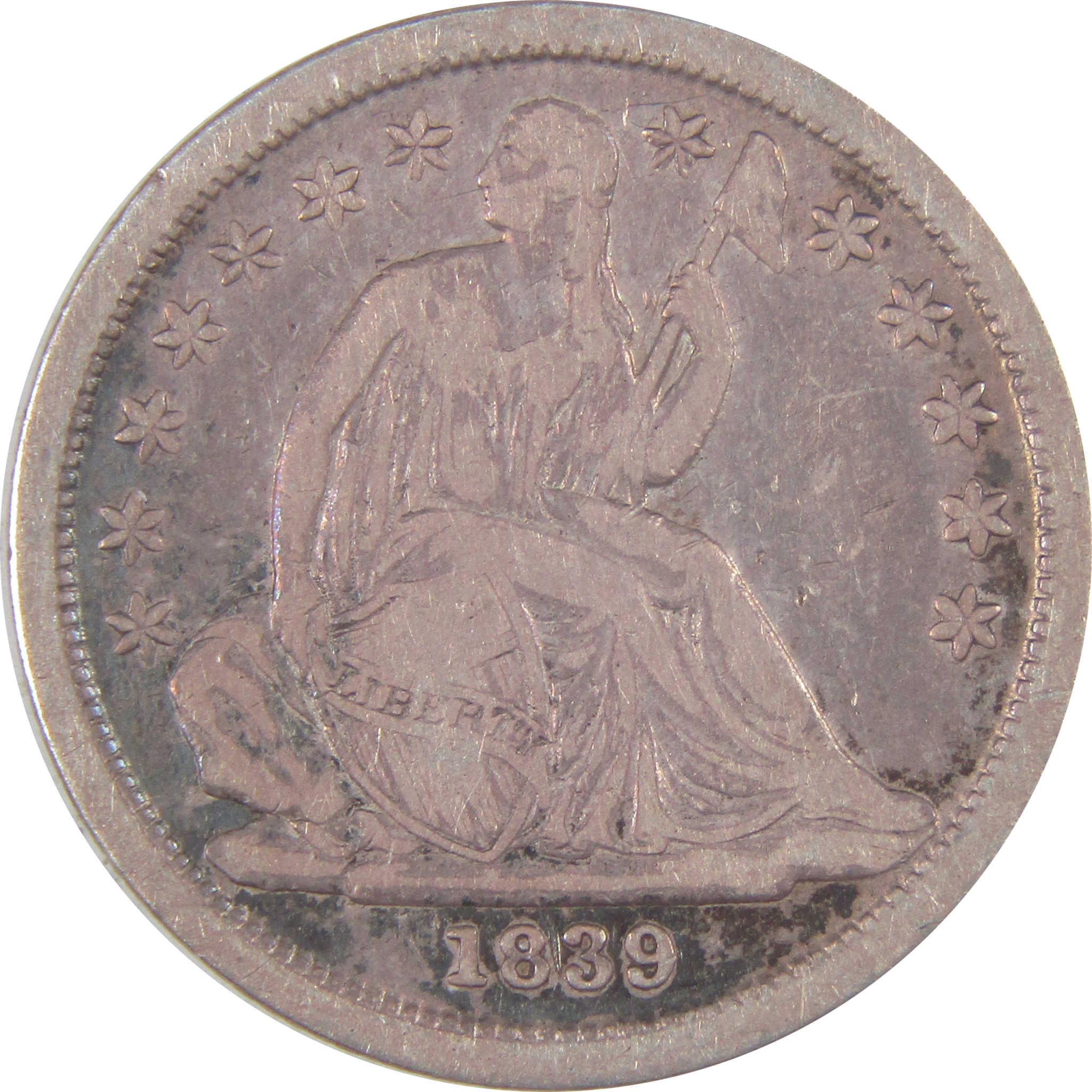 1839 Seated Liberty Dime F Fine Silver 10c Coin SKU:I16821