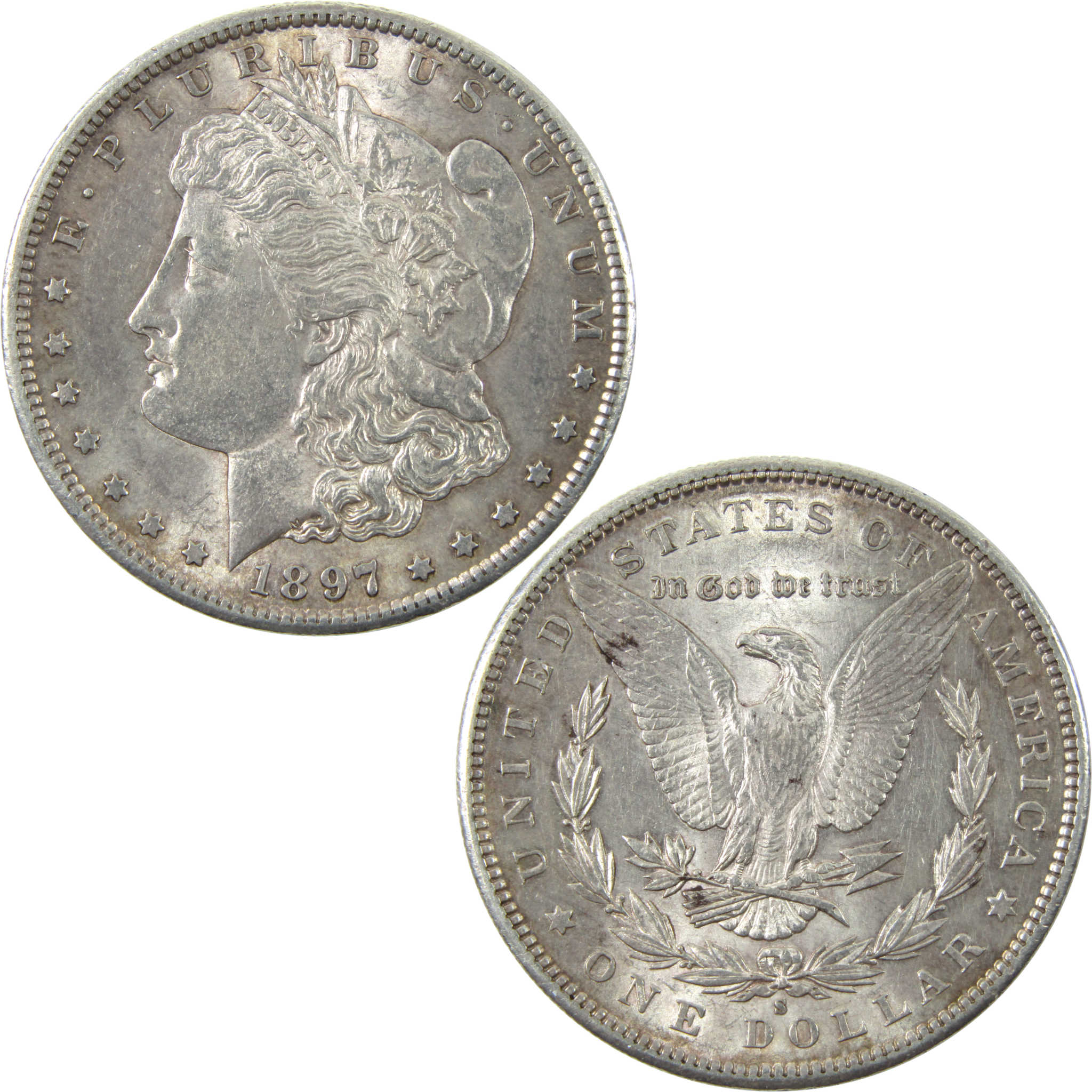 1897 S Morgan Dollar AU About Uncirculated Silver $1 Coin SKU:I14187 - Morgan coin - Morgan silver dollar - Morgan silver dollar for sale - Profile Coins &amp; Collectibles