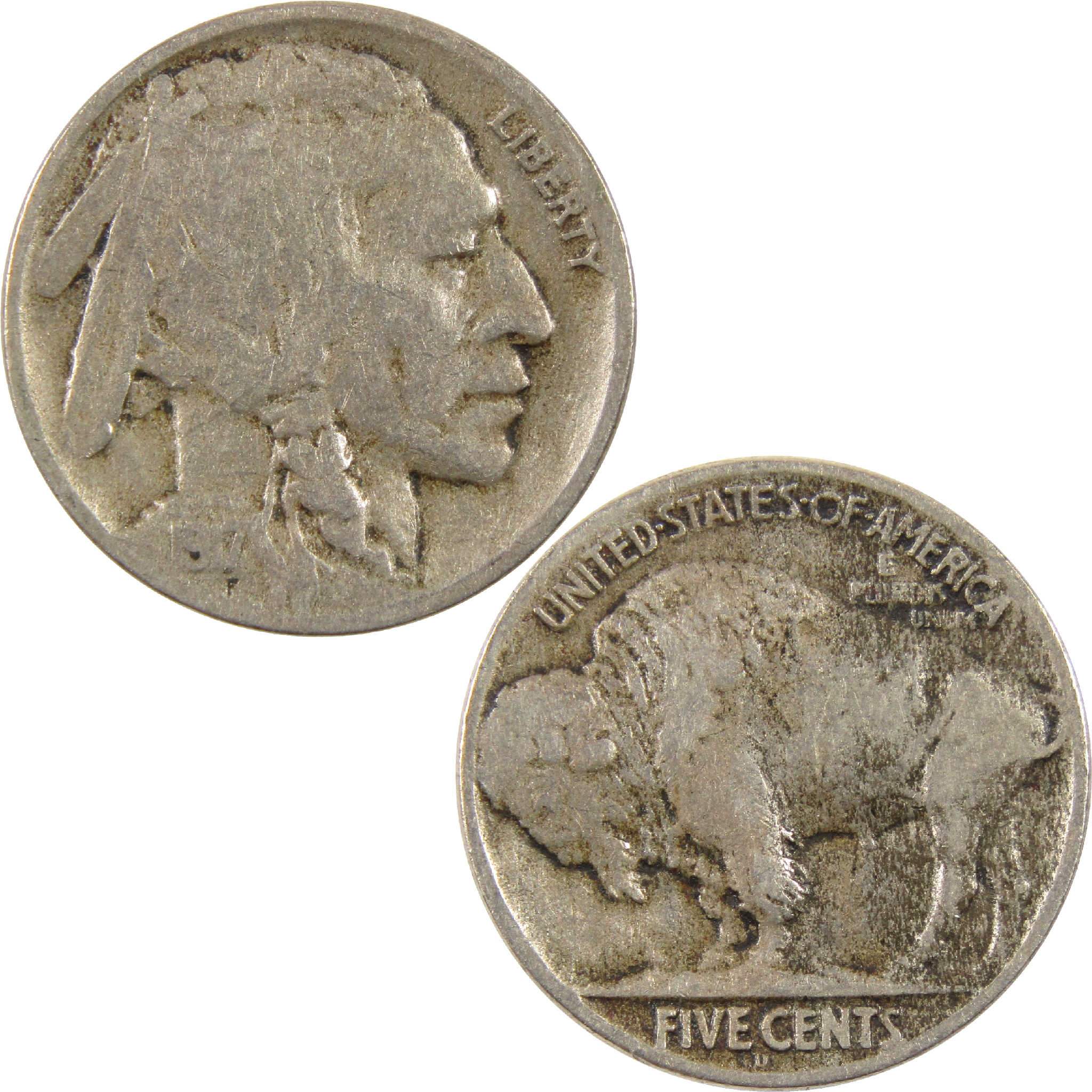 1917 D Indian Head Buffalo Nickel F Fine 5c Coin SKU:I11400