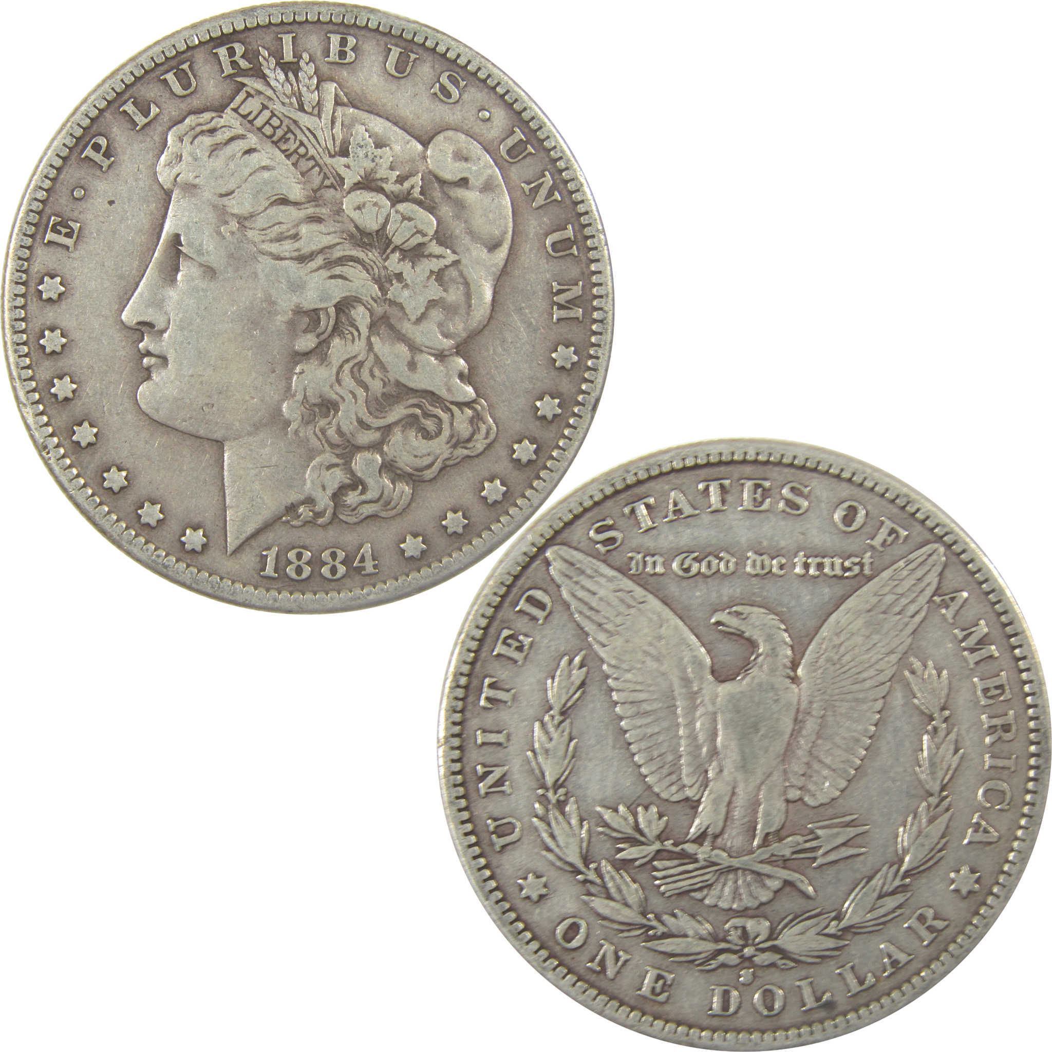 1884 S Morgan Silver Dollar VF Very Fine $1 Coin SKU:I22767 - Morgan coin - Morgan silver dollar - Morgan silver dollar for sale - Profile Coins &amp; Collectibles