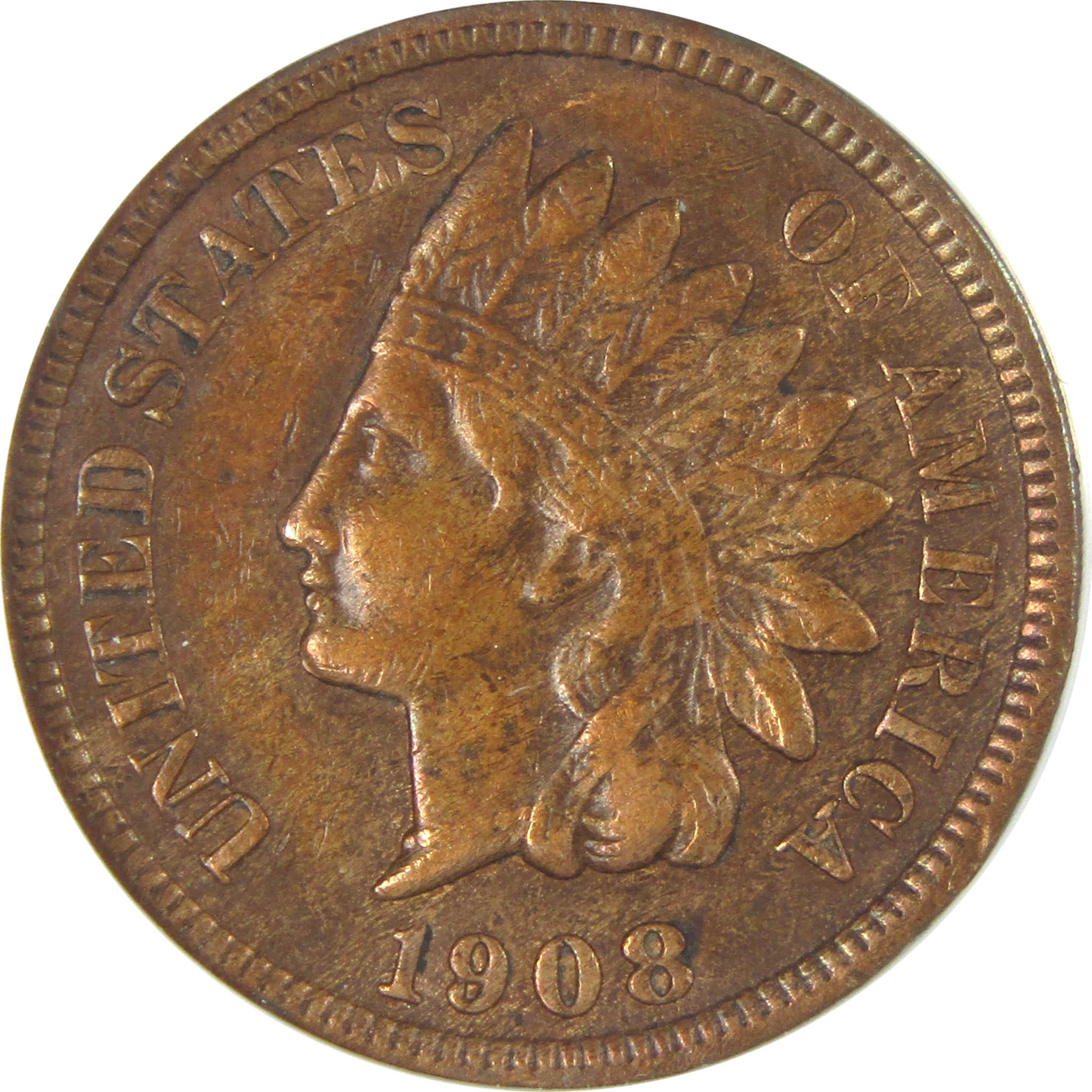 1908 S Indian Head Cent EF 40 Details ANACS Penny 1c Coin SKU:I16092