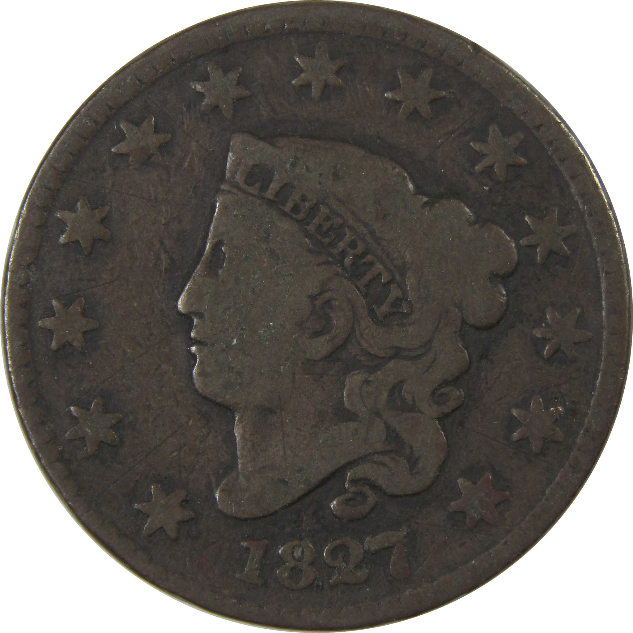1827 Coronet Head Large Cent VG Very Good Copper Penny SKU:I23840